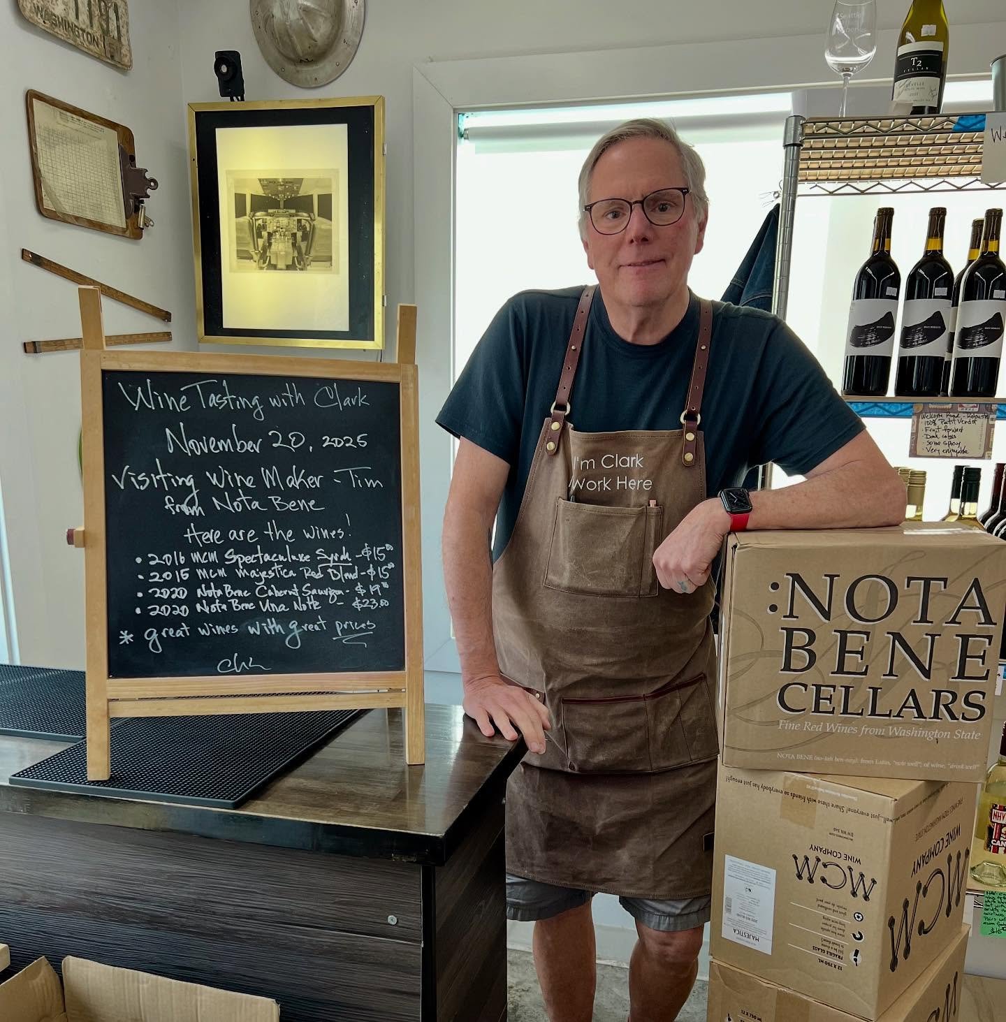 Tim from @notabenecellars just dropped off a tower of wine - which we&rsquo;ll be getting into for this week&rsquo;s wine tasting! We asked for wines for everyone&rsquo;s holiday tables, and let us tell you: Tim delivered.  Come by and give his wines