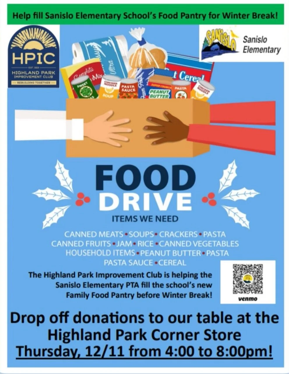 Food Drive for Sanislo Elementary Food Pantry