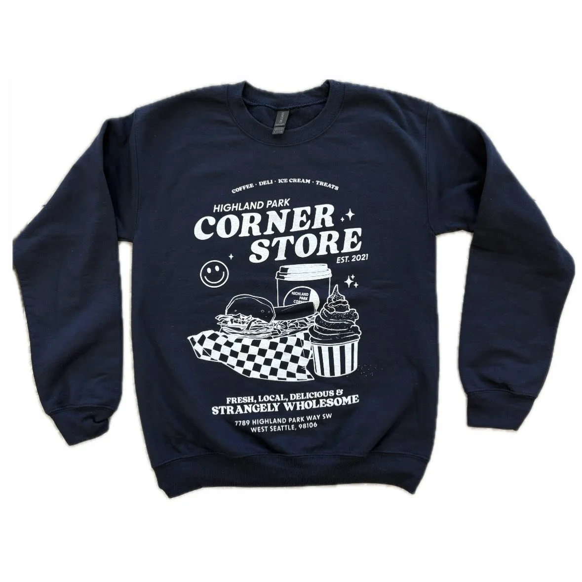 🚨New Merch Alert🚨

Check out these new crewneck sweatshirts featuring a design by our staff member Teo! It highlights some of our favorite things in the store - in a strangely wholesome way of course!

In store now - they make great neighborhood pr