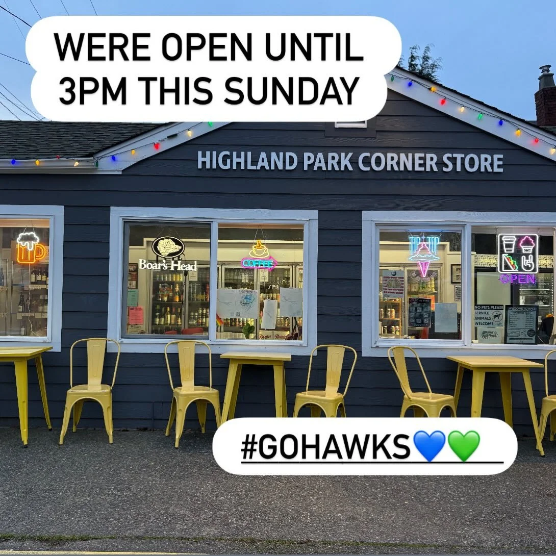 We&rsquo;re staying open an extra hour until 3pm this Sunday so you can stock up on sandwiches, chips, drinks, and good cheer before the big game. 

GO HAWKS!!