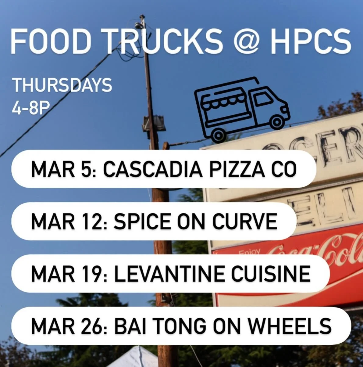 Get ready for more great food trucks heading to the neighborhood in March! 🍕🌶️🥙🥡 

#foodtrucks #highlandpark #cornerstore #westseattle