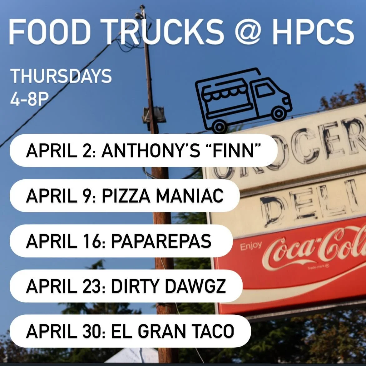 April&rsquo;s food truck lineup just dropped - and it&rsquo;s full of good eats for your Thursday nights! 🍤🍕🫓🌭🌮

#foodtrucks #seattlefoodtruck #highlandpark #cornerstore #westseattle