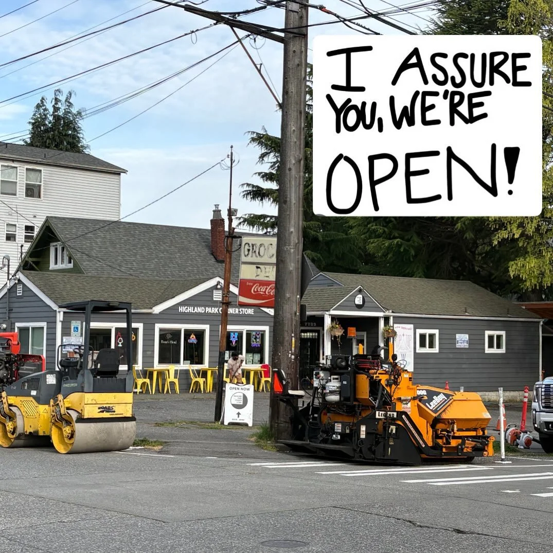 We assure you: we&rsquo;re open today!
 
We&rsquo;re having a little work done on our parking lot - but we&rsquo;re still here take your coffee, sandwiches, and ice cream. 

#iassureyouwereopen #clerks #highlandpark #cornerstore #westseattle