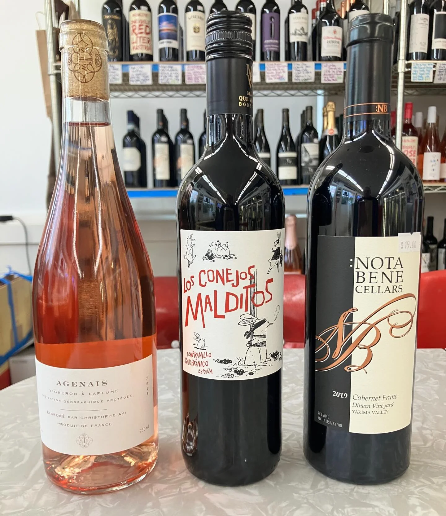 This week at Wine Tasting with Clark we&rsquo;re tasting out @marytaylorwine Agenais rose (it&rsquo;s back in stock!), Los Conejos Malditos Tempranillo (aka the Bunny Wine), and our neighbors @notabenecellars Cabernet Franc. 

Stellar line up from Cl