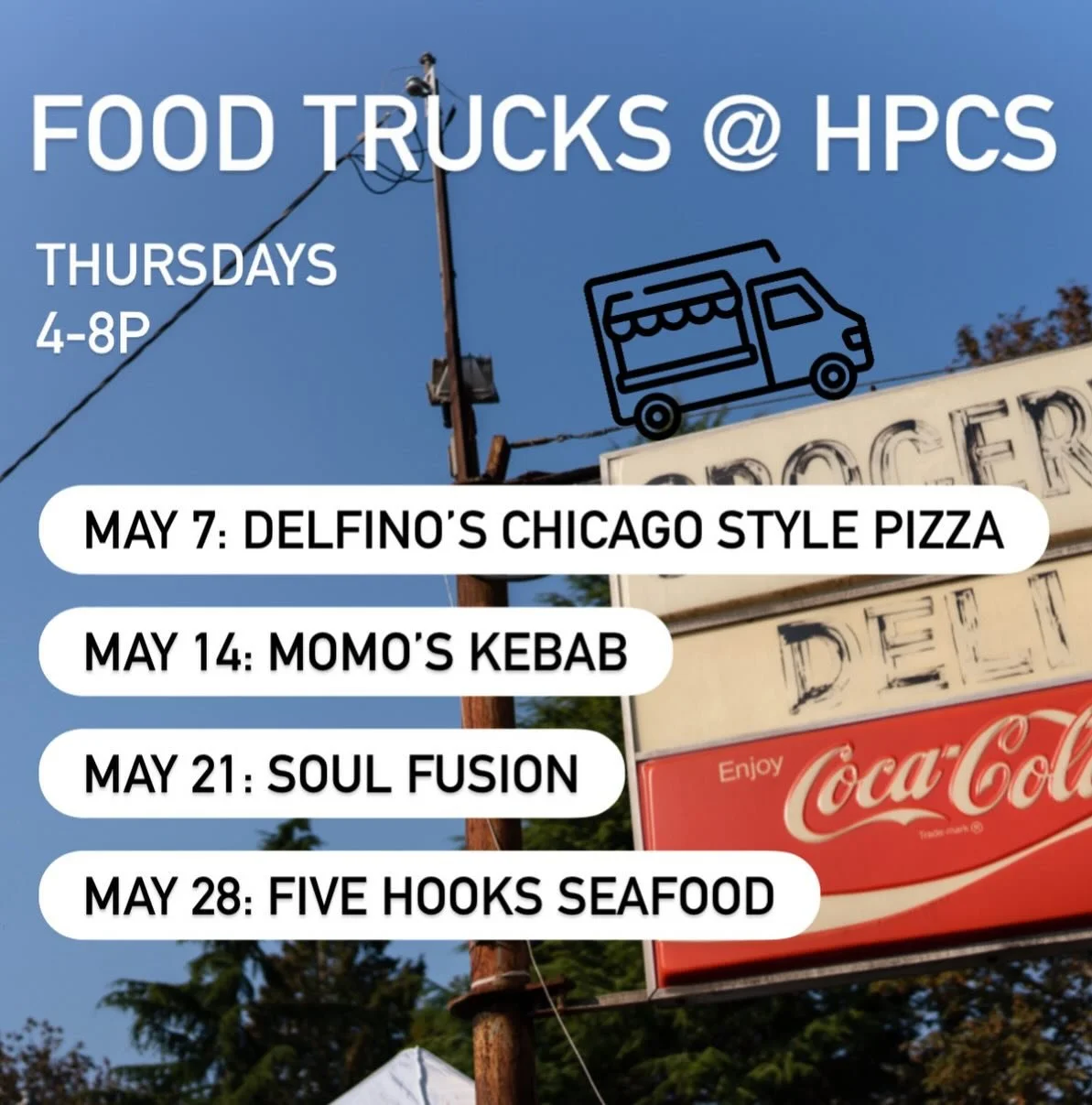 Guess what? It&rsquo;s May! And we have a super solid food truck line up at the store!

@delfinospizza 🍕
@momosmediterraneanfood 🥙
@soulfusionfood 🍔
@fivehooksfish 🍤

Every Thursday from 4-8pm! 

#dinnerplans #seattlefoodtrucks #highlandpark #cor