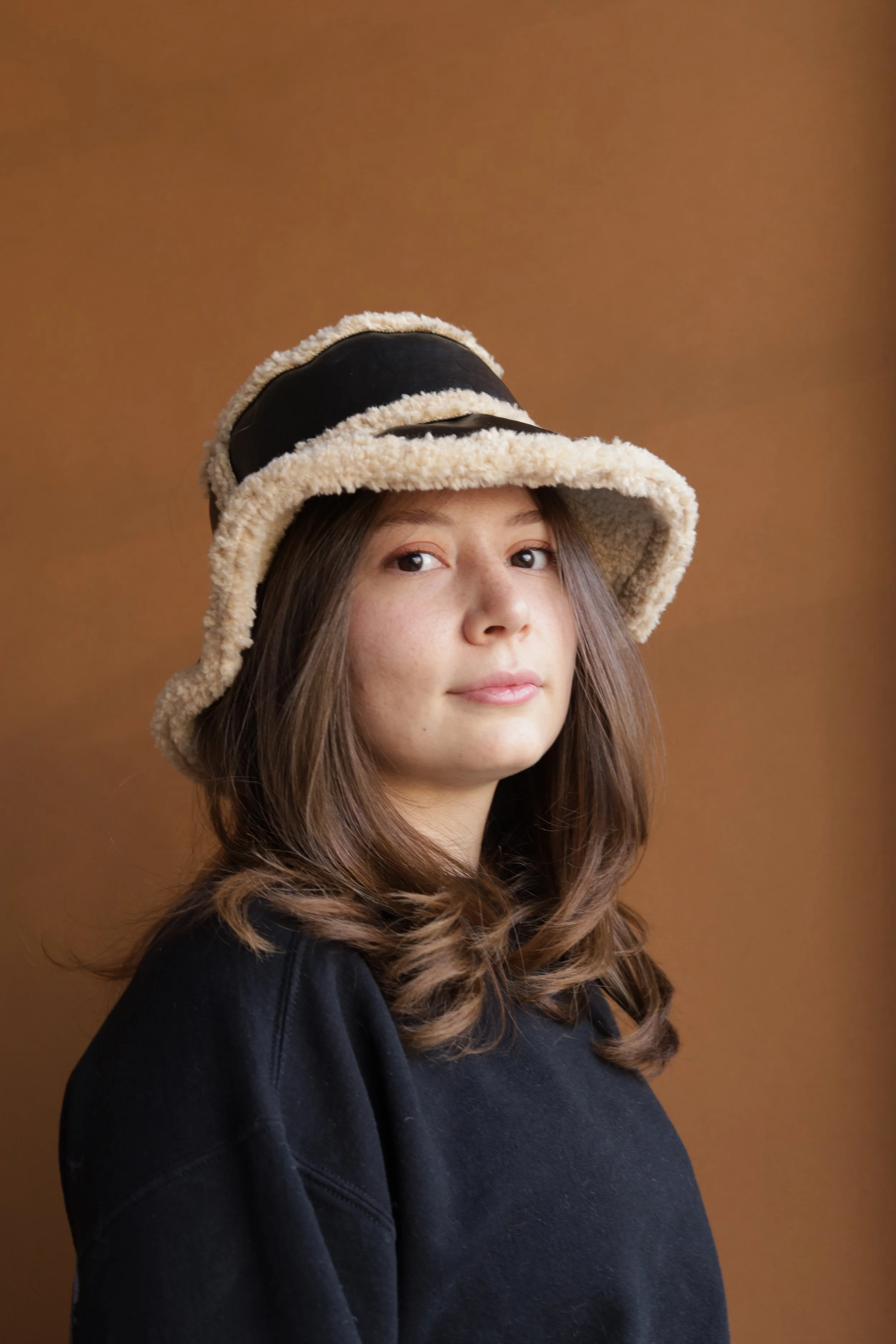 "Marie" Bucket Hat [Black & Cream]