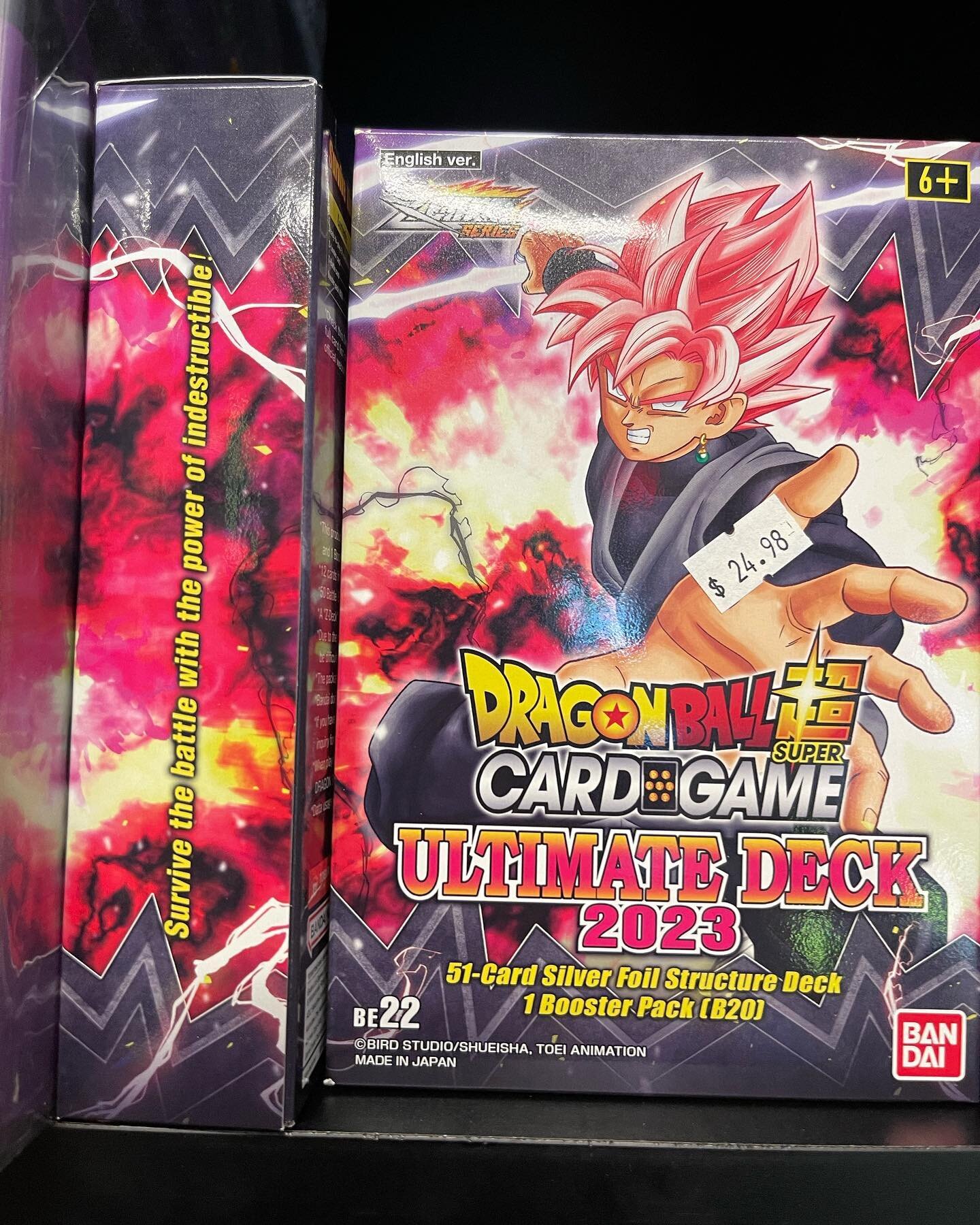 Now in stock #dbs #ultimatedeck2023 #gokublack we@have a small restock on #onepiece set 1. Also restock on #egyptiangoddecks no better time to get into these three #tcg than now with these new decks and booster boxes