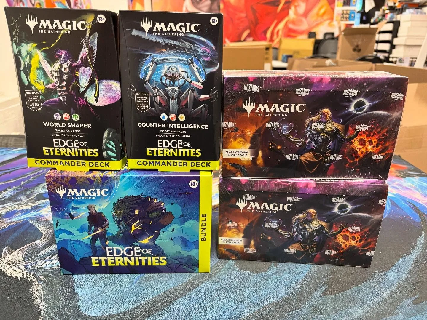 Edge of Eternities has landed! Play boosters, commander decks and bundles will be available this Friday for our pre-release! Also this Friday and Sunday we will be having our Gundam TCG pre-release. Also on Sunday we will have our Grand Archive Disto