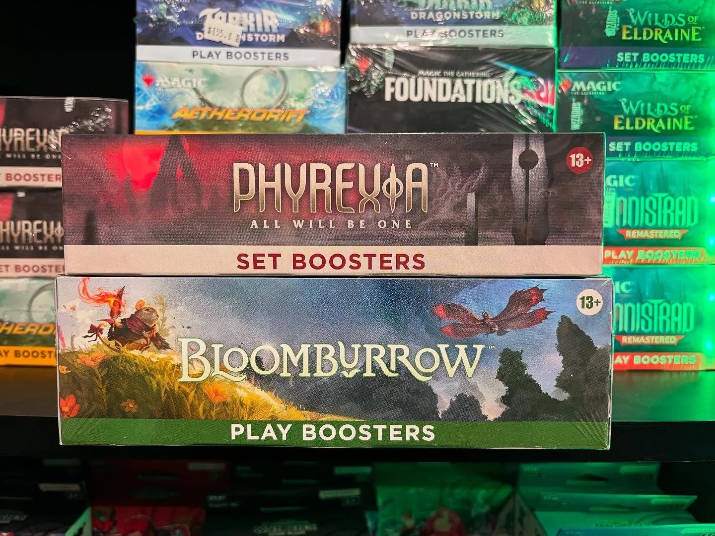 Restock for our Magic players! Just in today we got our restock of Bloomburrow and Phrexia All will be One! $135 for either set! Don’t forget to join us for our pre-release sets and commander events Tuesdays and Fridays! Also any players lookin