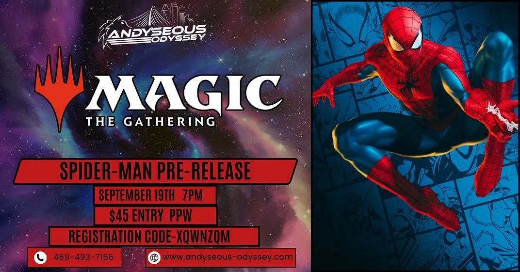 Busy weekend at the shop! 3 pre release events, 2 Union Arena releases and our Magic Spider-man pre-release! UA pre release events are for Ruroni Kenshin and Hunter x Hunter will be Friday at 7pm and Saturday at 3pm! Spider-man pre release will be at