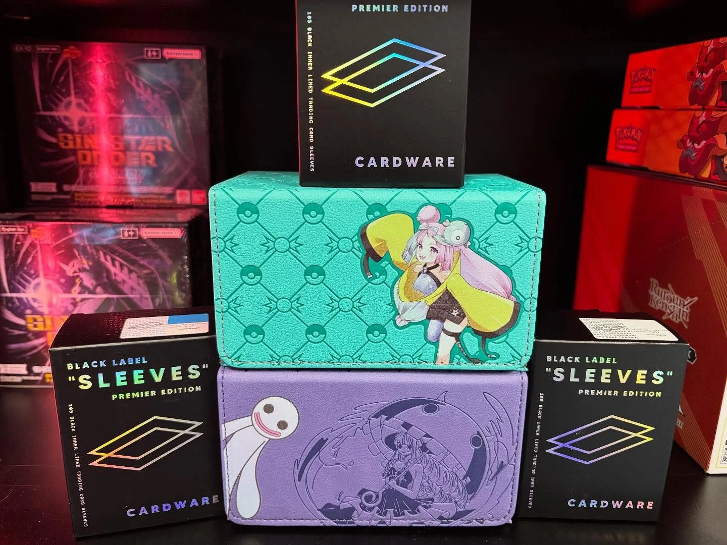 New products in! New deckboxes and sleeves courtesy of @cardwaretcg in stock! Perona & Iono deckboxes hold 100 sleeved cards! Included with it is dice storage and 3 dividers. Their sleeves are in stock for $10! We have a small restock on Pokeball