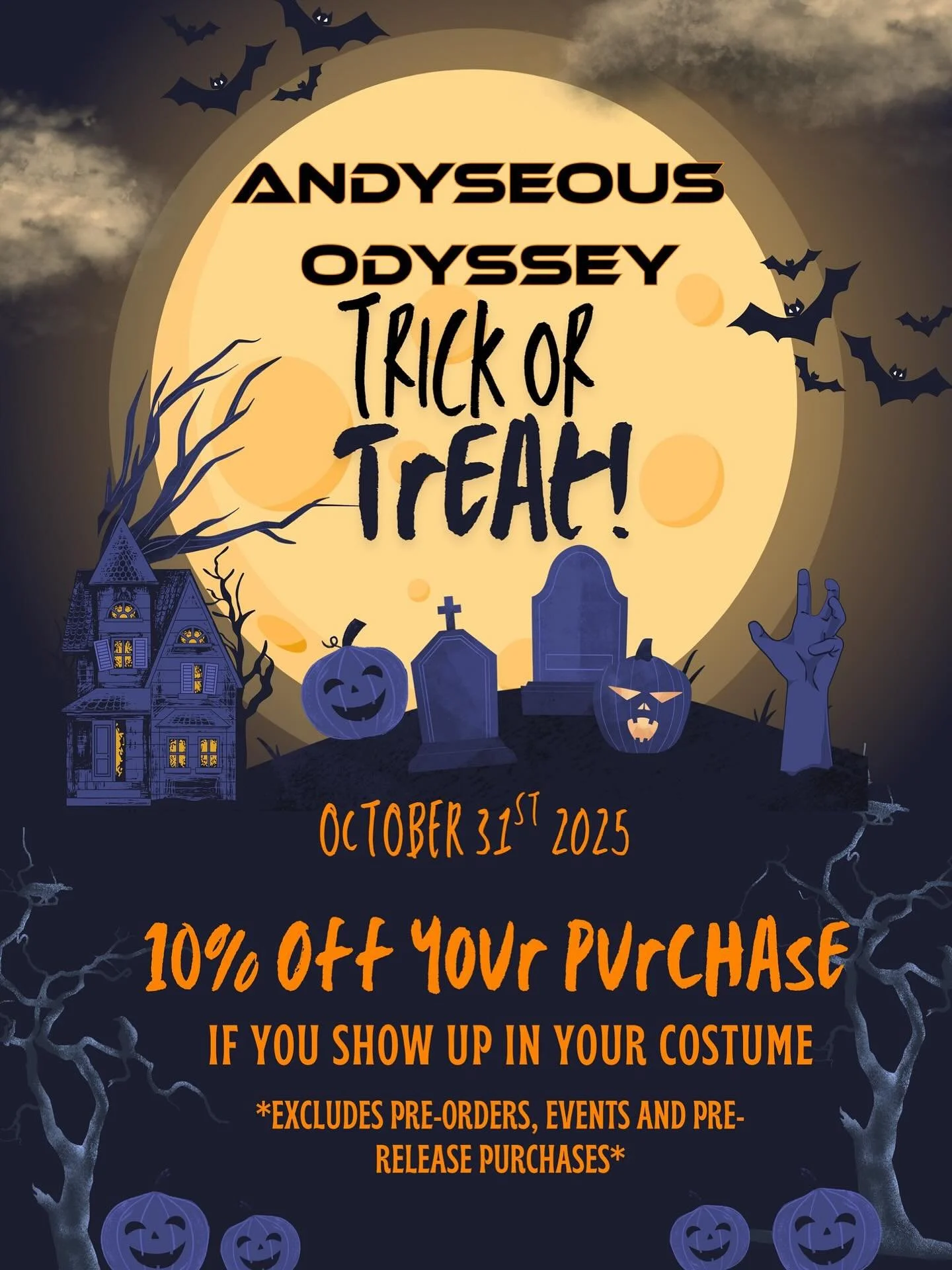 Big weekend at the shop! For a little Halloween fun, we&rsquo;re offering 10% off your purchase if you show up in costume! Op-13 has arrived ready for our One Piece pre-release event! We got a small restock on Mega Evolutions ETB&rsquo;s, booster bun