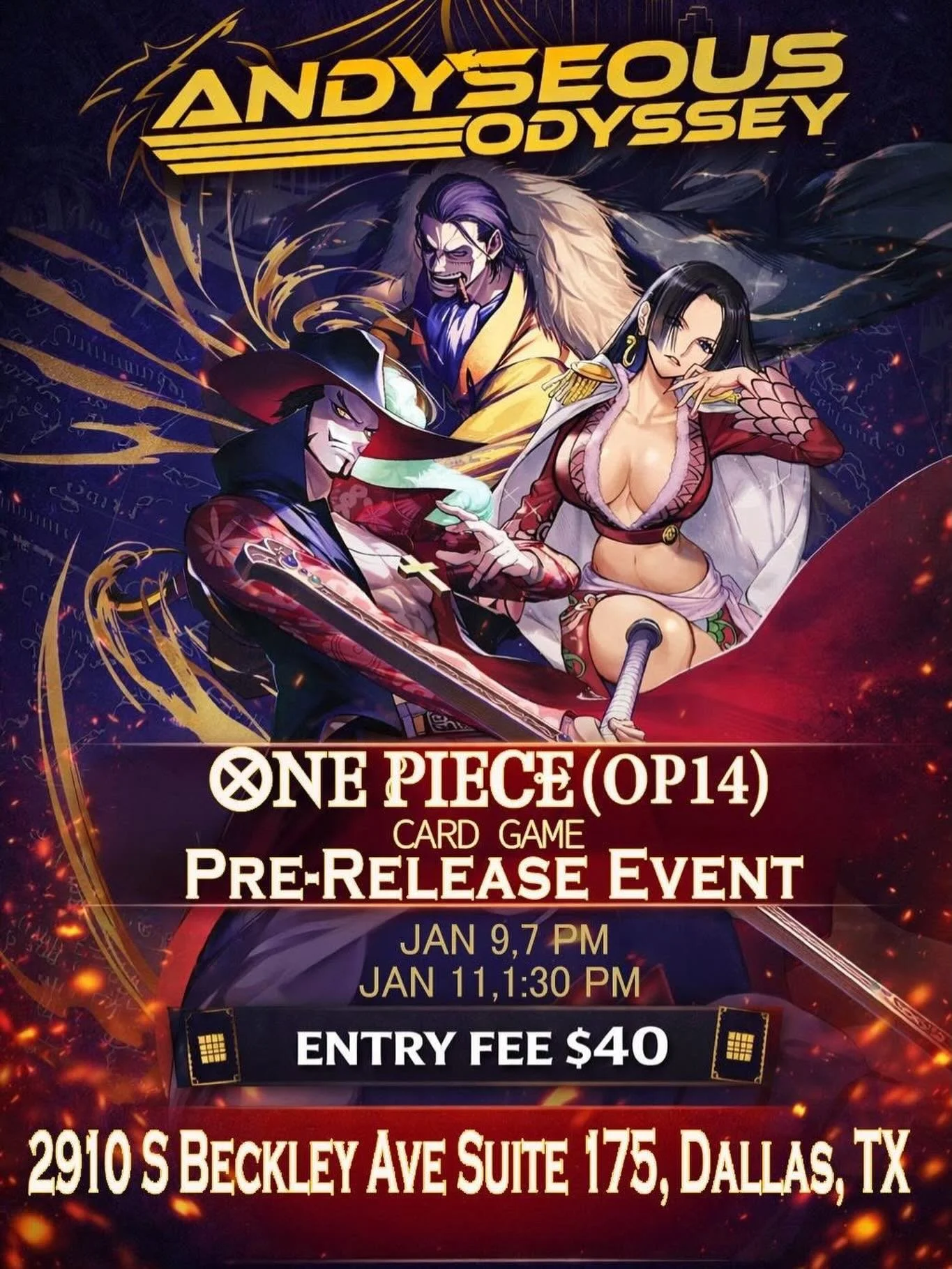 Reminder! This Friday and Sunday, we will be hosting our OP-14 pre-release events! Friday will be at 7pm and Sunday at 1:30pm! If the event shows we are at capacity on the Bandai App, we encourage players to still sign up and show up early for the wa