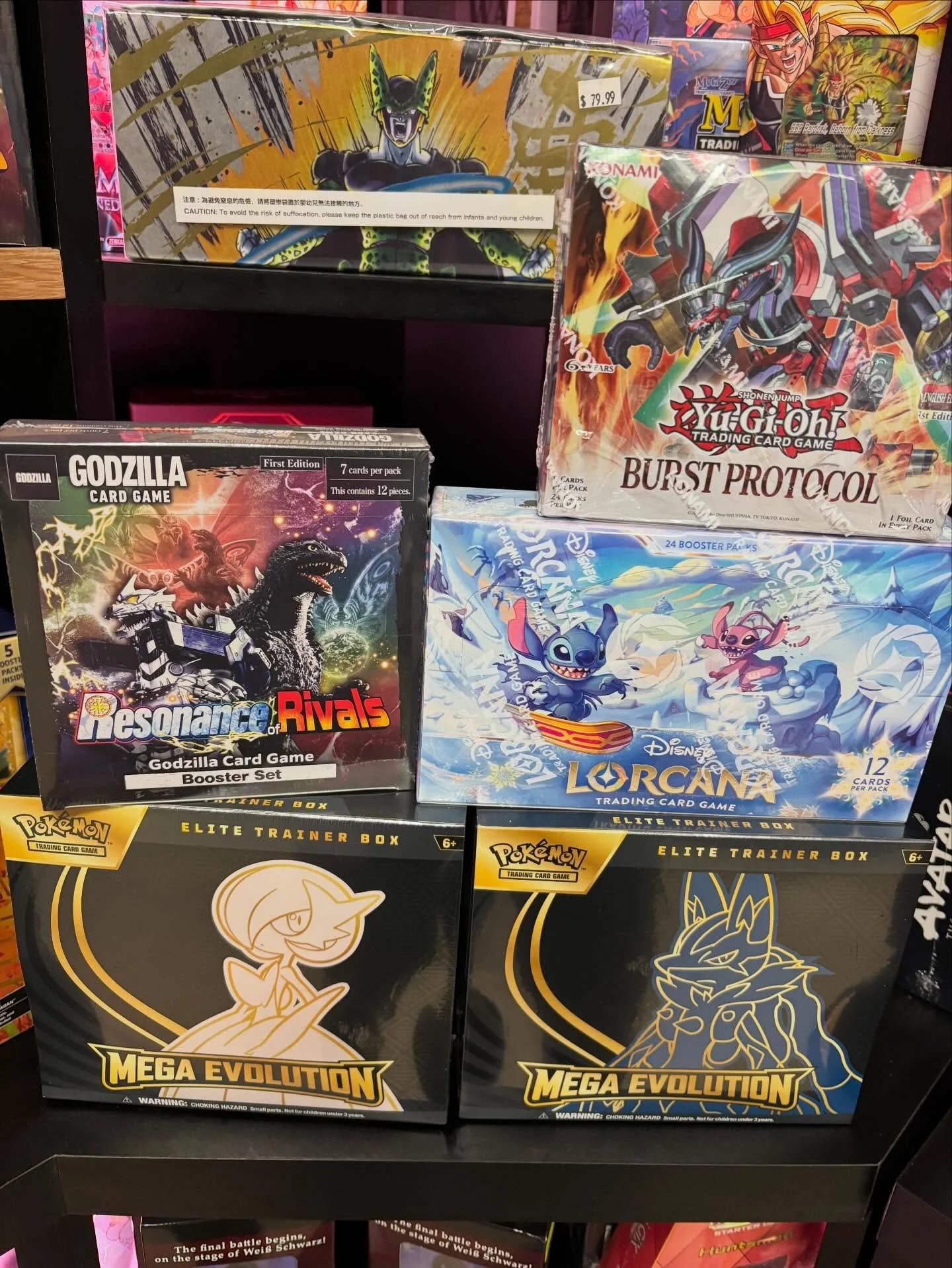 Restocks and new releases! Some new Poke inventory, Lorcana ready for release! Also Yugioh Burst Protocol and Godzilla&rsquo;s latest set Resonance or Rivals! These and along with some other goodies we haven&rsquo;t posted yet, see y&rsquo;all at the