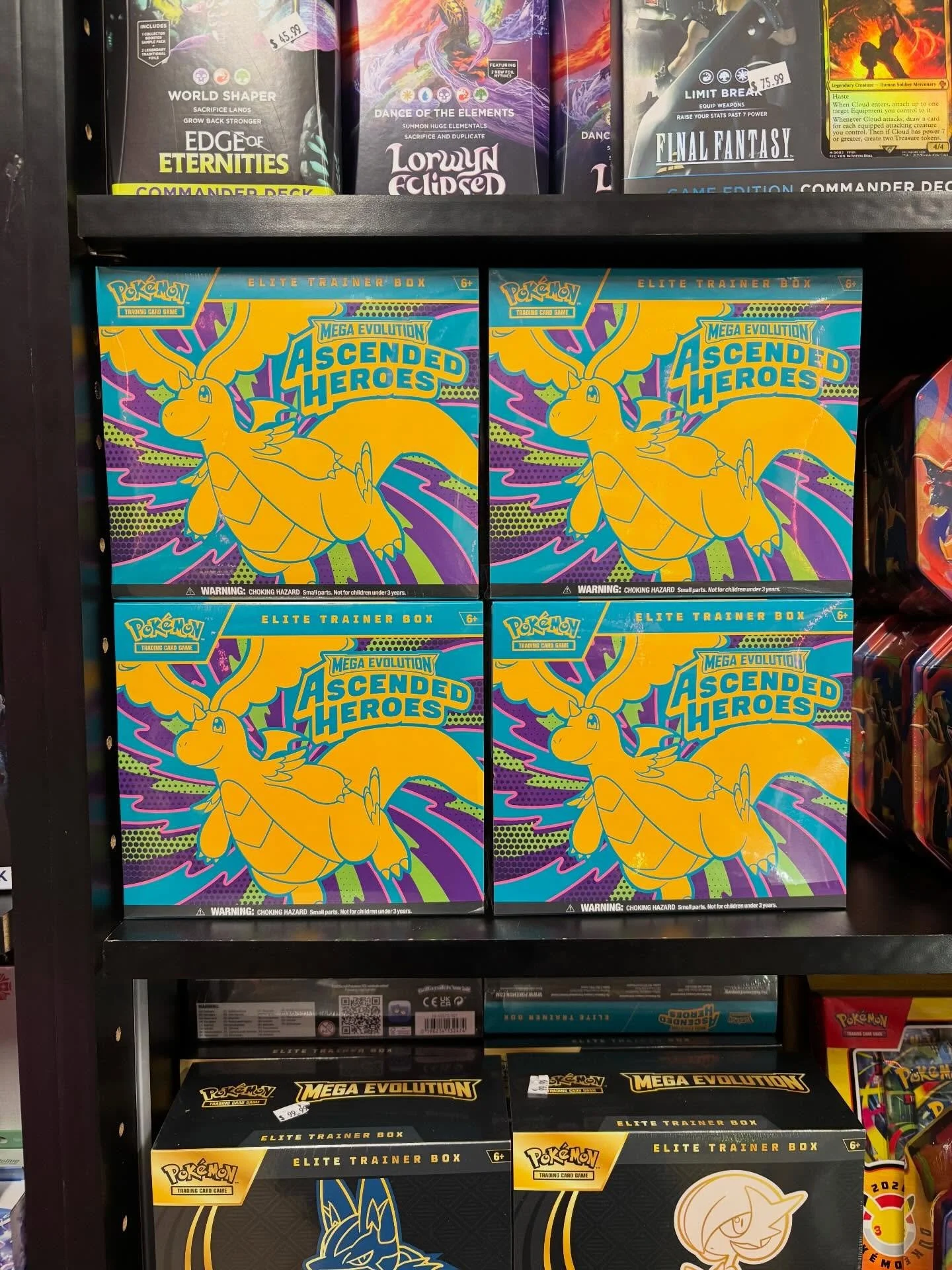 Plenty of Ascended Heroes in stock ready for release! Reminder Gundam and Dragonball Fusion World are our tournaments for Thursday nights! Last but not least we have our Kagurabachi pre release event will be tomorrow at 7pm! See y&rsquo;all at the sh