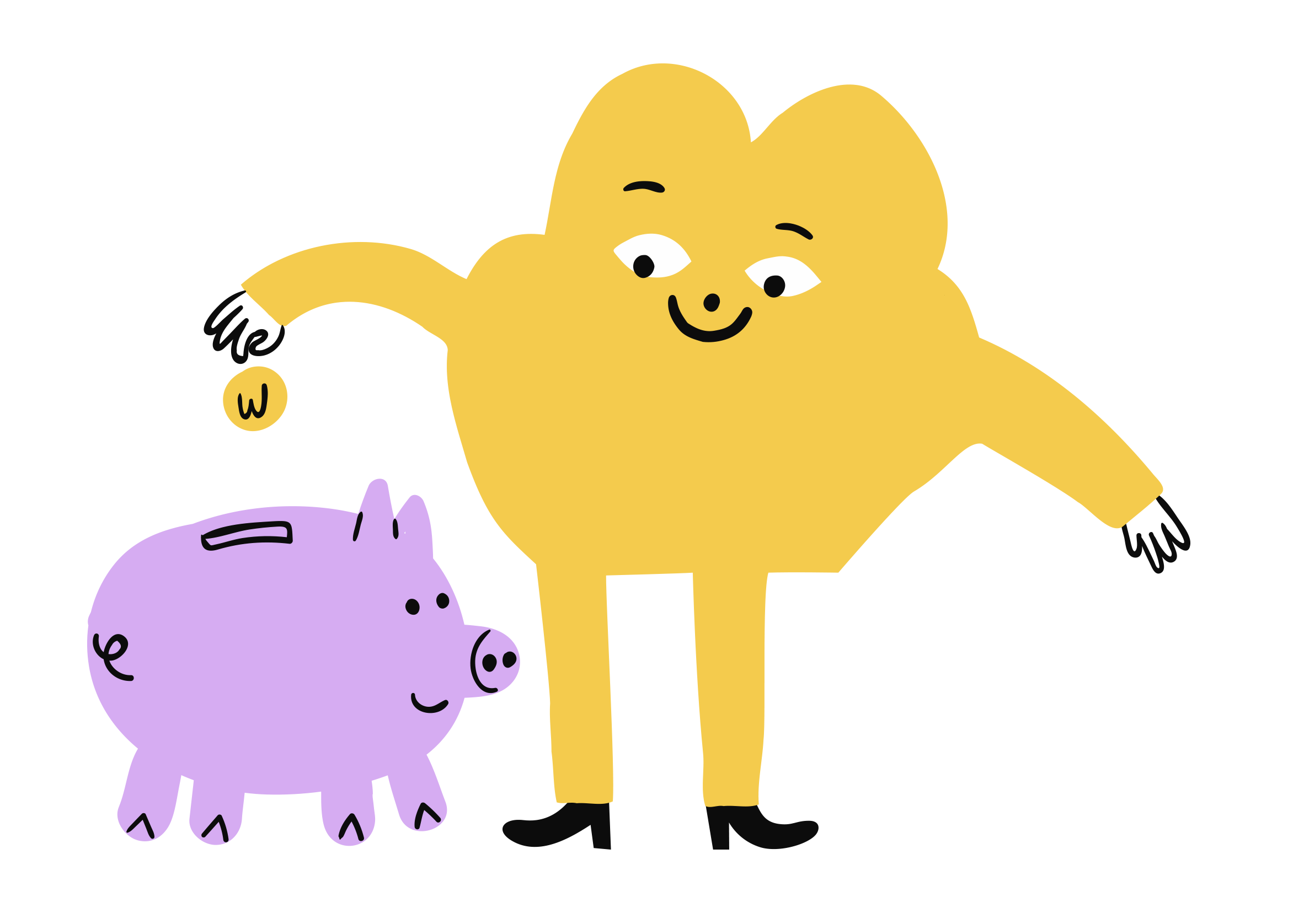 Woola character with a piggy bank