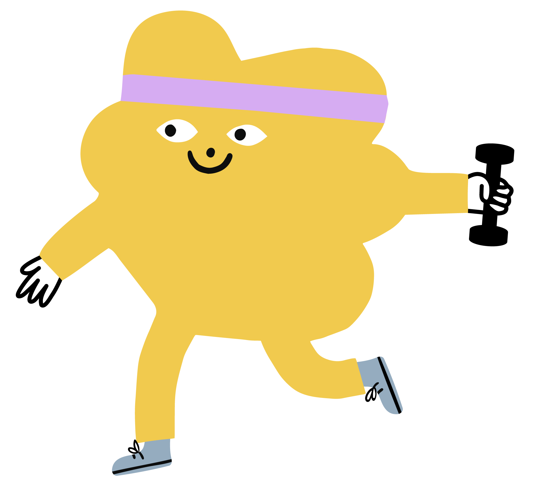 Woola character running with a dumbbell