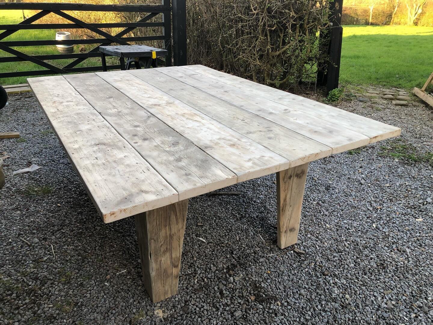 New table for the new booth downstairs - huge - all made from old scaffold planks- we think it will seat 12 - maybe more - but it&rsquo;s going to be a great feature - thanks to @richardfryermakes - #recycle #upcycle #carpentry