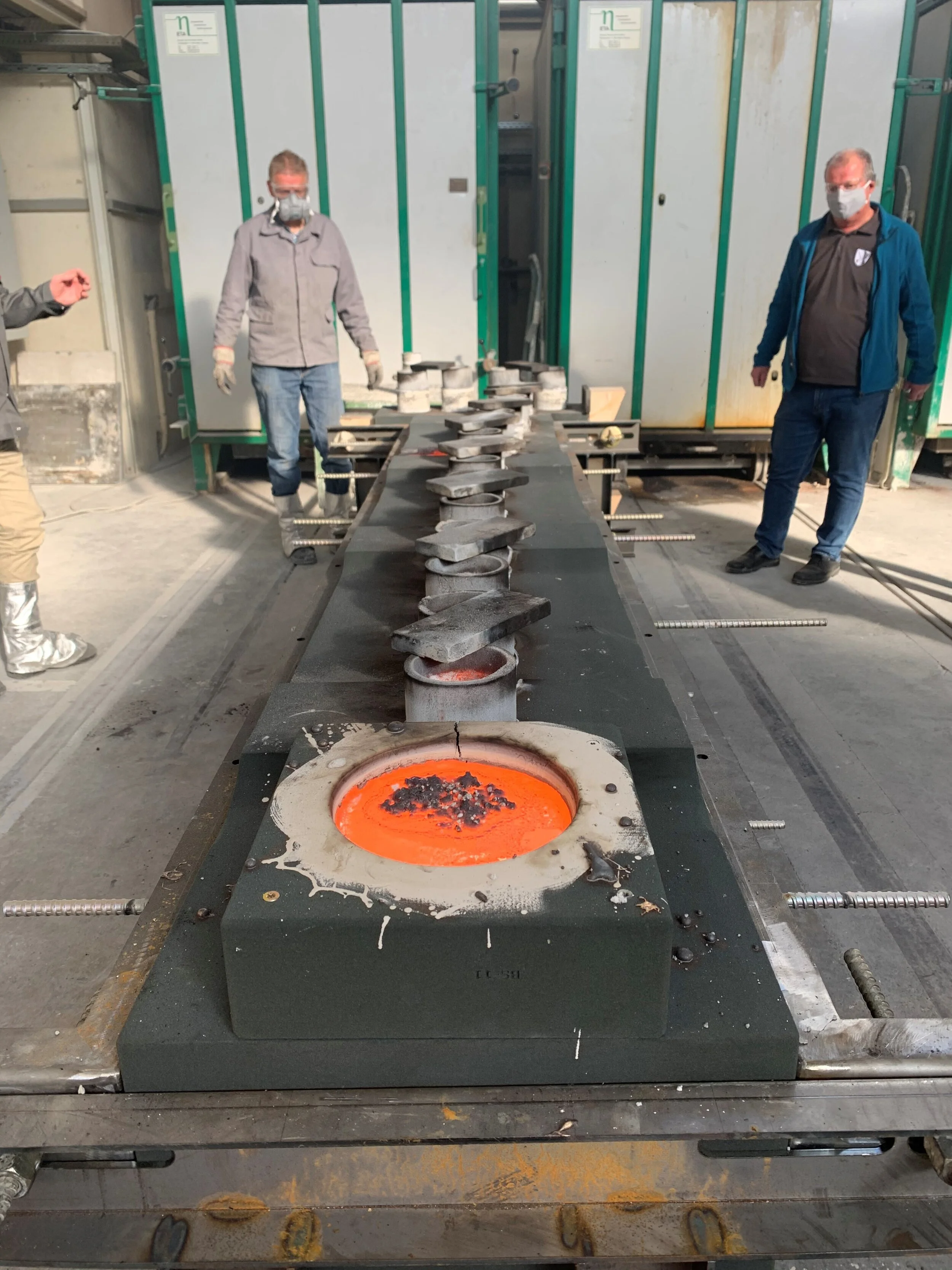 Visit to Ernst  Strassacker to oversee the casting of the bronze columns for the National Memorial at Utøyakaia