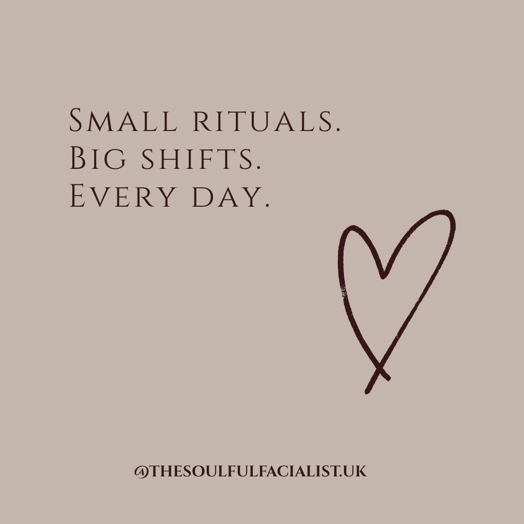 Glow isn&rsquo;t an accident.
It&rsquo;s a habit.

Daily rituals &rarr; calmer mind
Calmer mind &rarr; healthier body
Healthier body &rarr; glowing skin

Small rituals.
Big shifts.
Every day.

The Soulful Facialist x