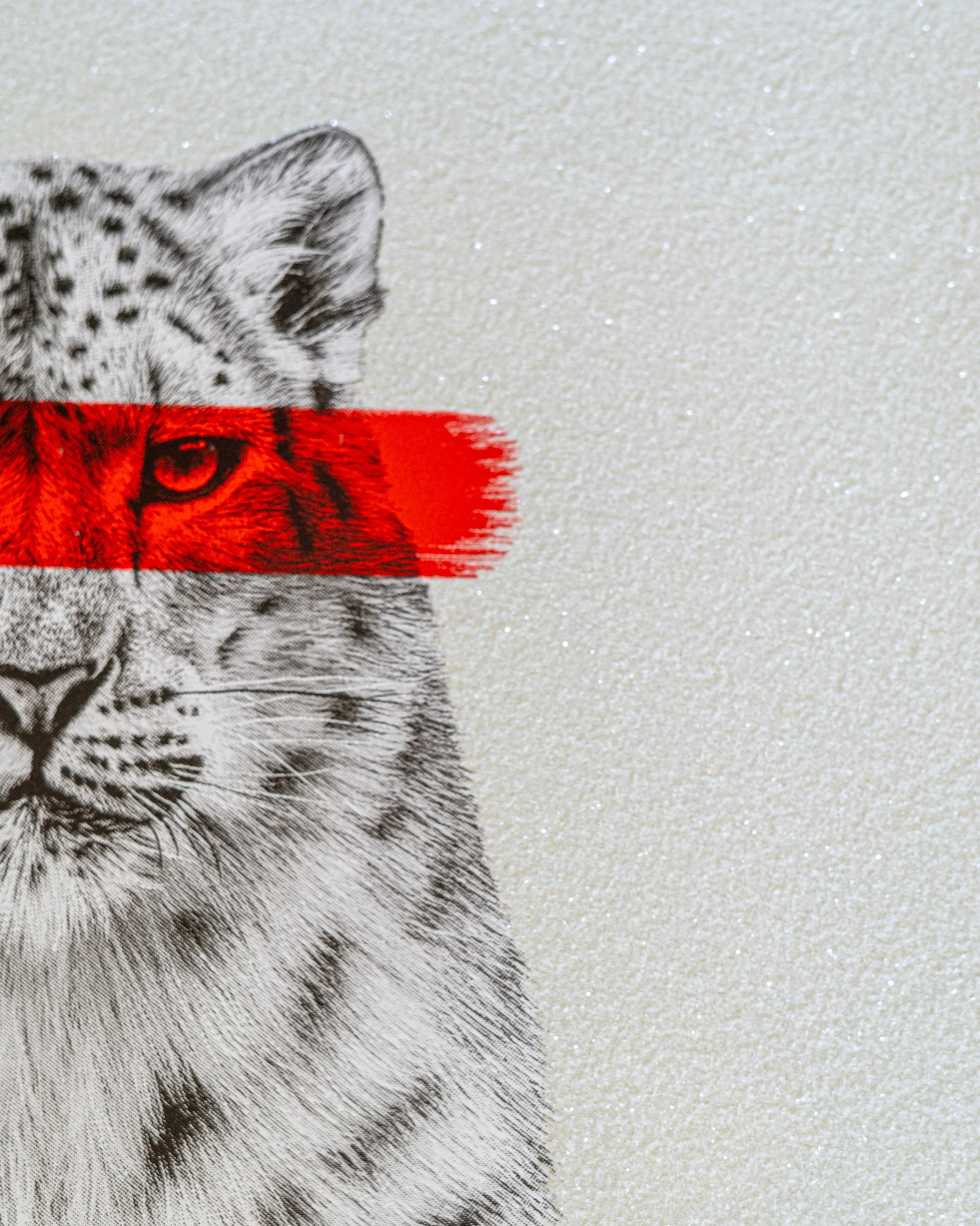 Snow leopard screen print by sophie green