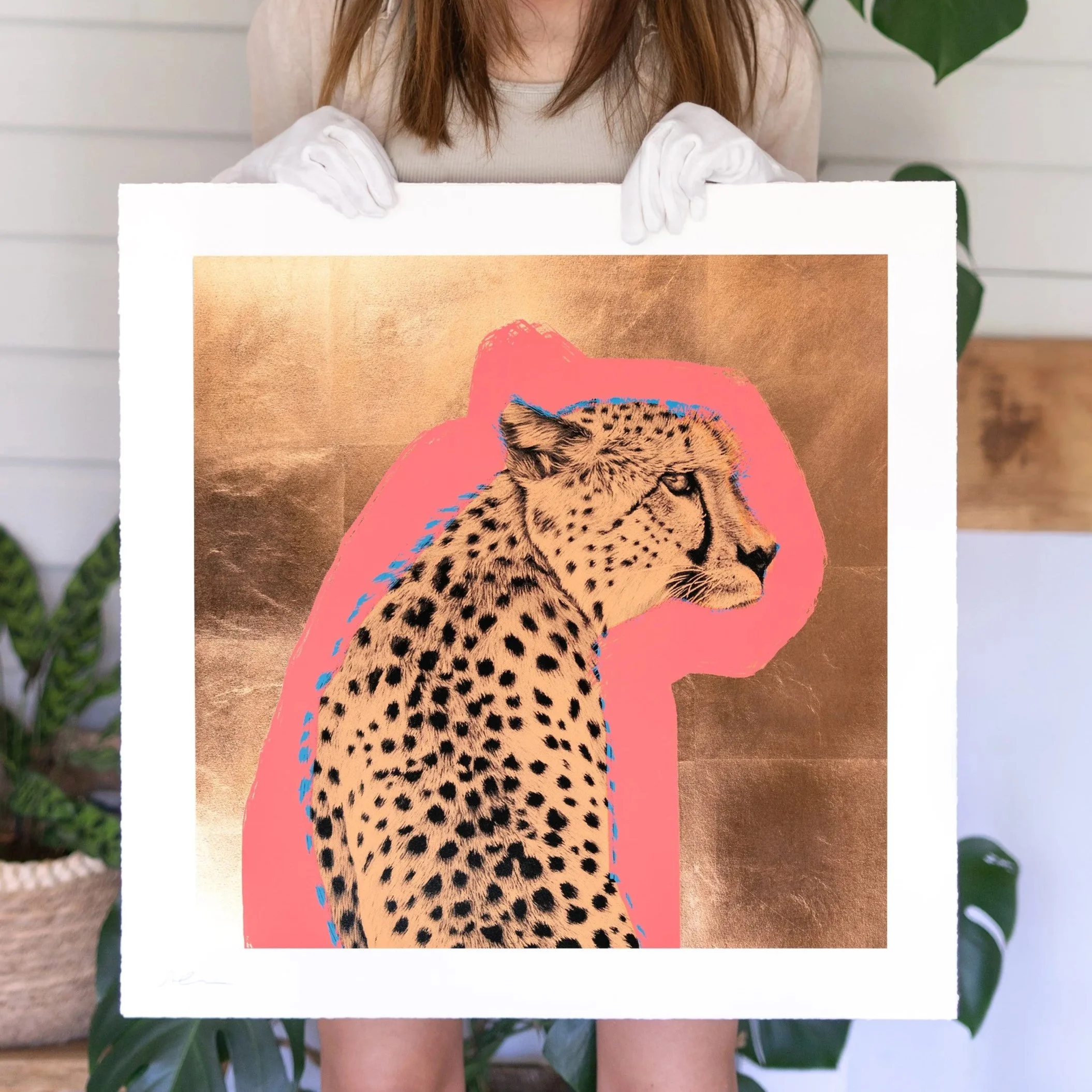 Cheetah screen print by contemporary artist Sophie Green