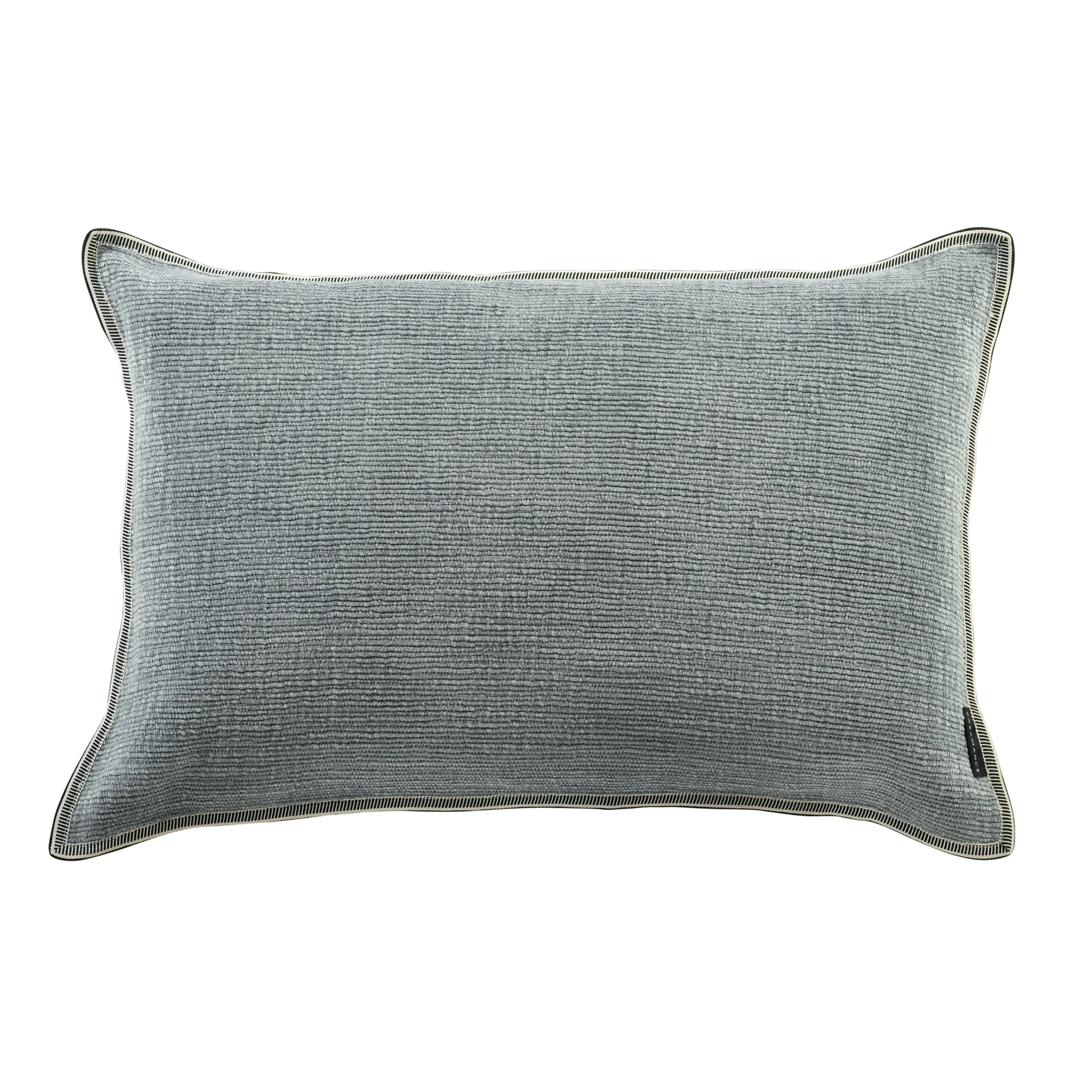 Maison Casamance Cabourg Pierre bleue cushion, 40 × 60 cm rectangular, ribbed texture with braid edge, front view