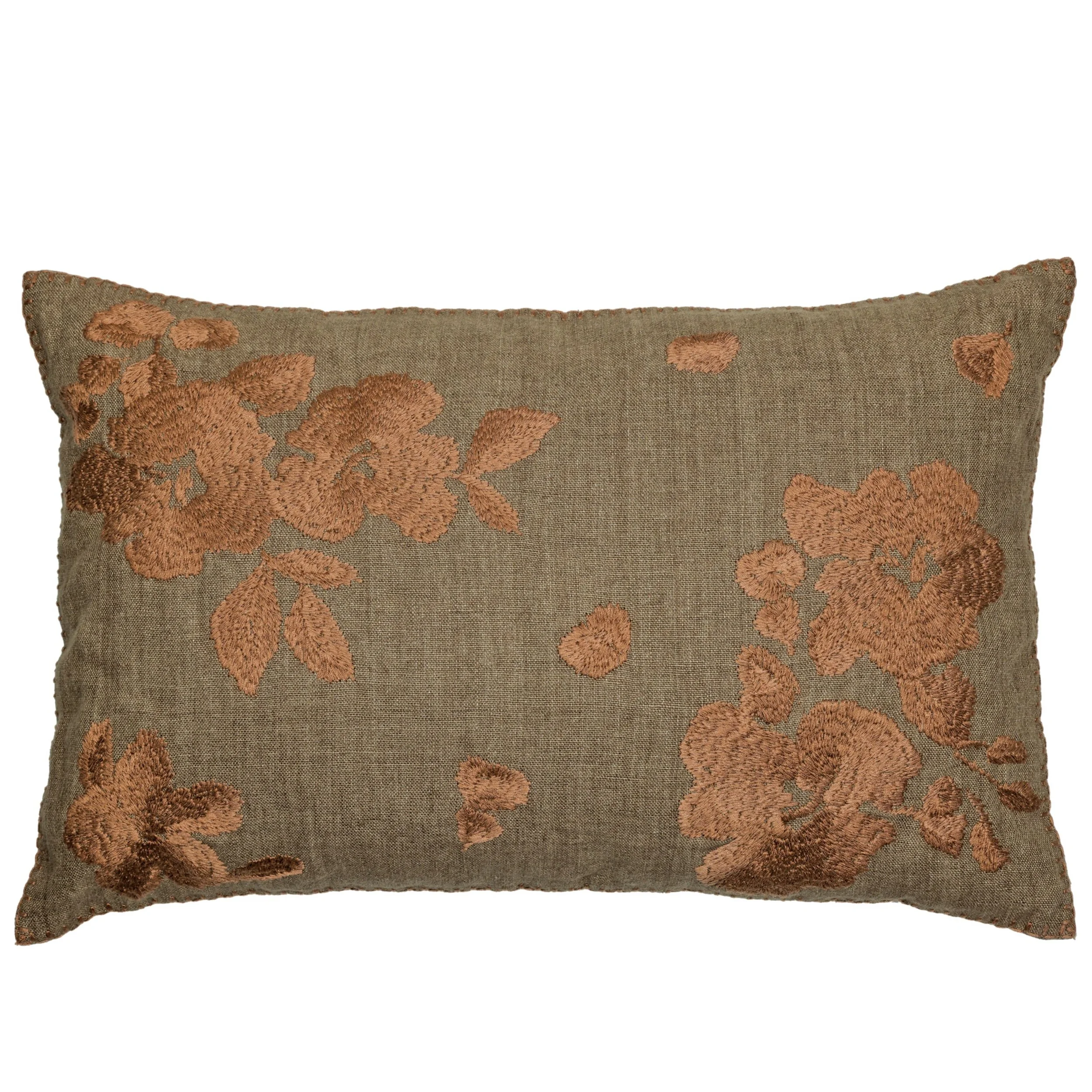Casamance Gardenia embroidered cushion in Blush