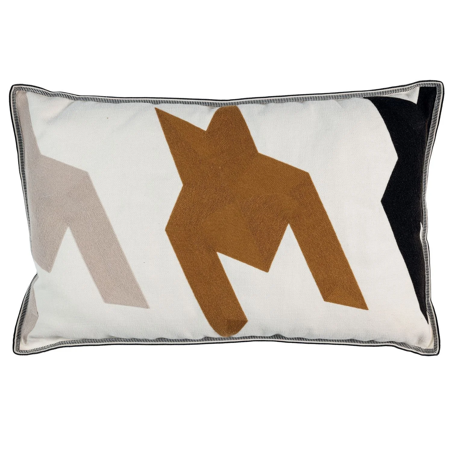 Triptyque embroidered houndstooth cushion in Natural