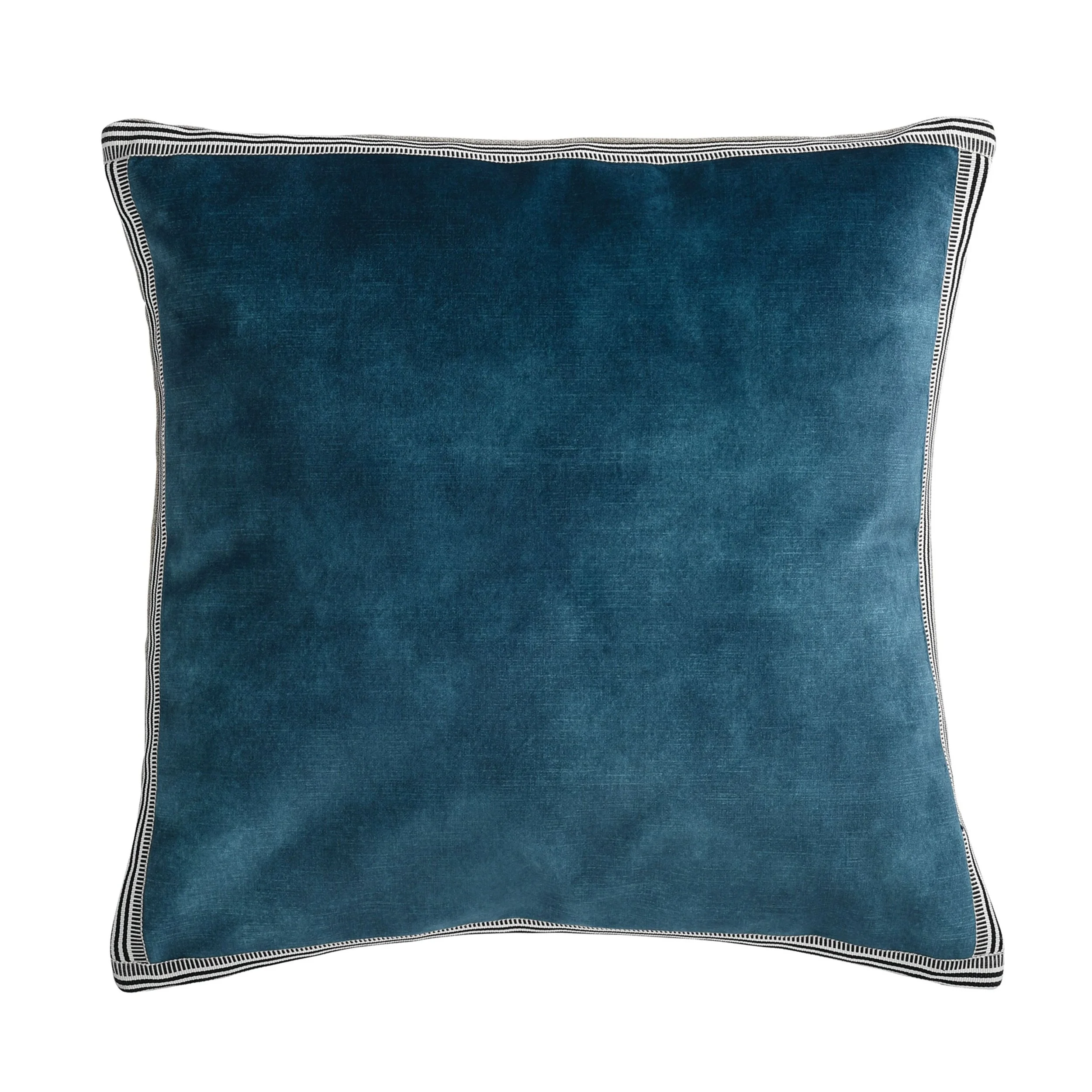 Maison Casamance Manade Bleu Topaze velvet cushion, 65 × 65 cm square, front view