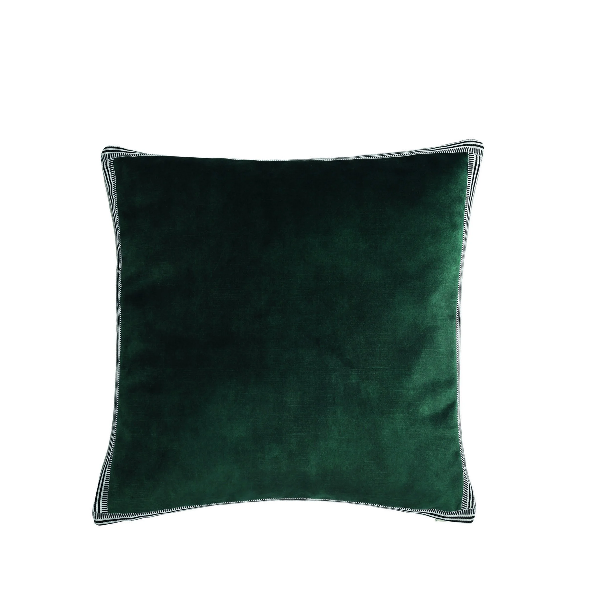 Maison Casamance Manade Vert Foret velvet cushion, 45 × 45 cm square, front view