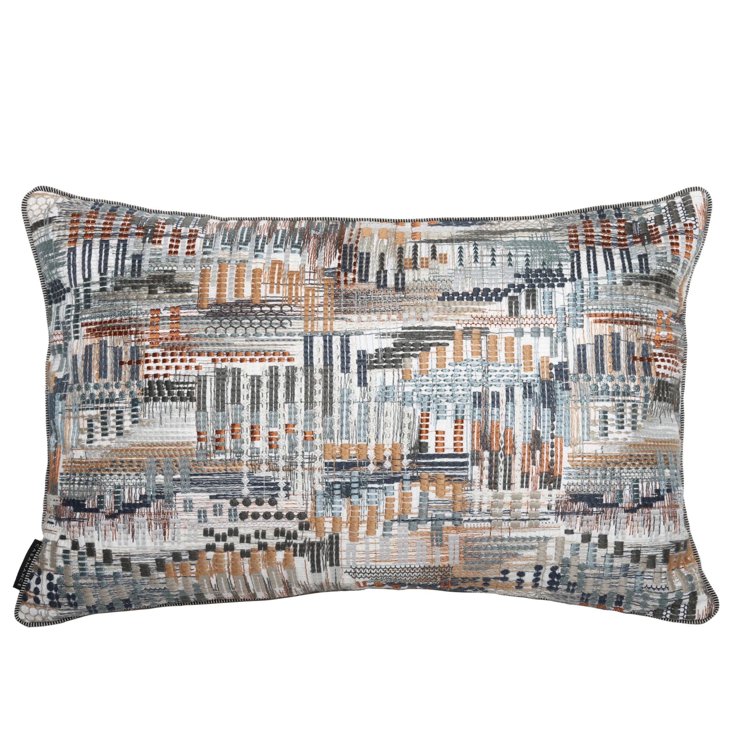 Point de vue orange brûlee embroidered cushion by Maison casamance