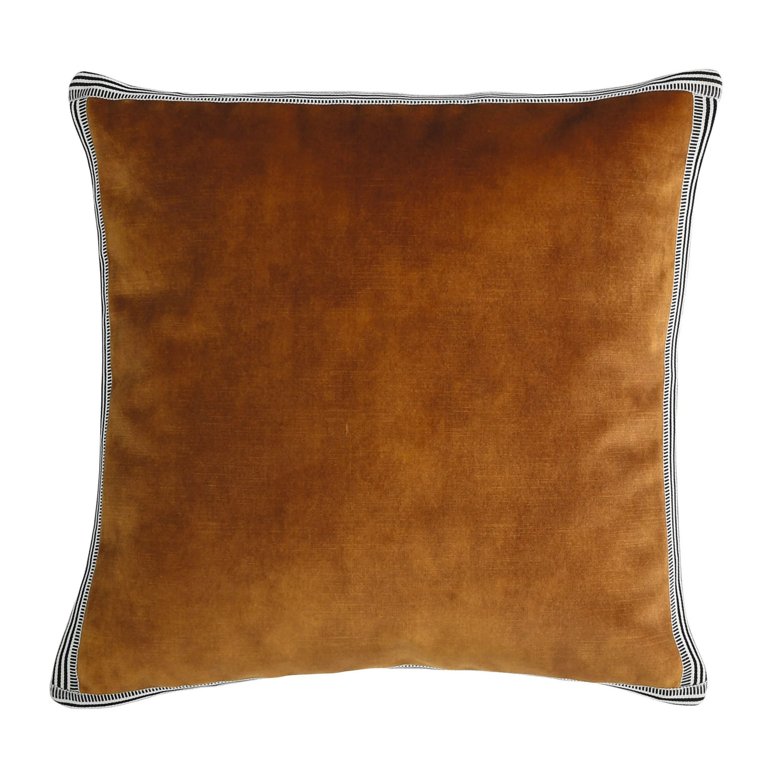 Maison Casamance Manade Camel velvet cushion, 65 × 65 cm square, front view