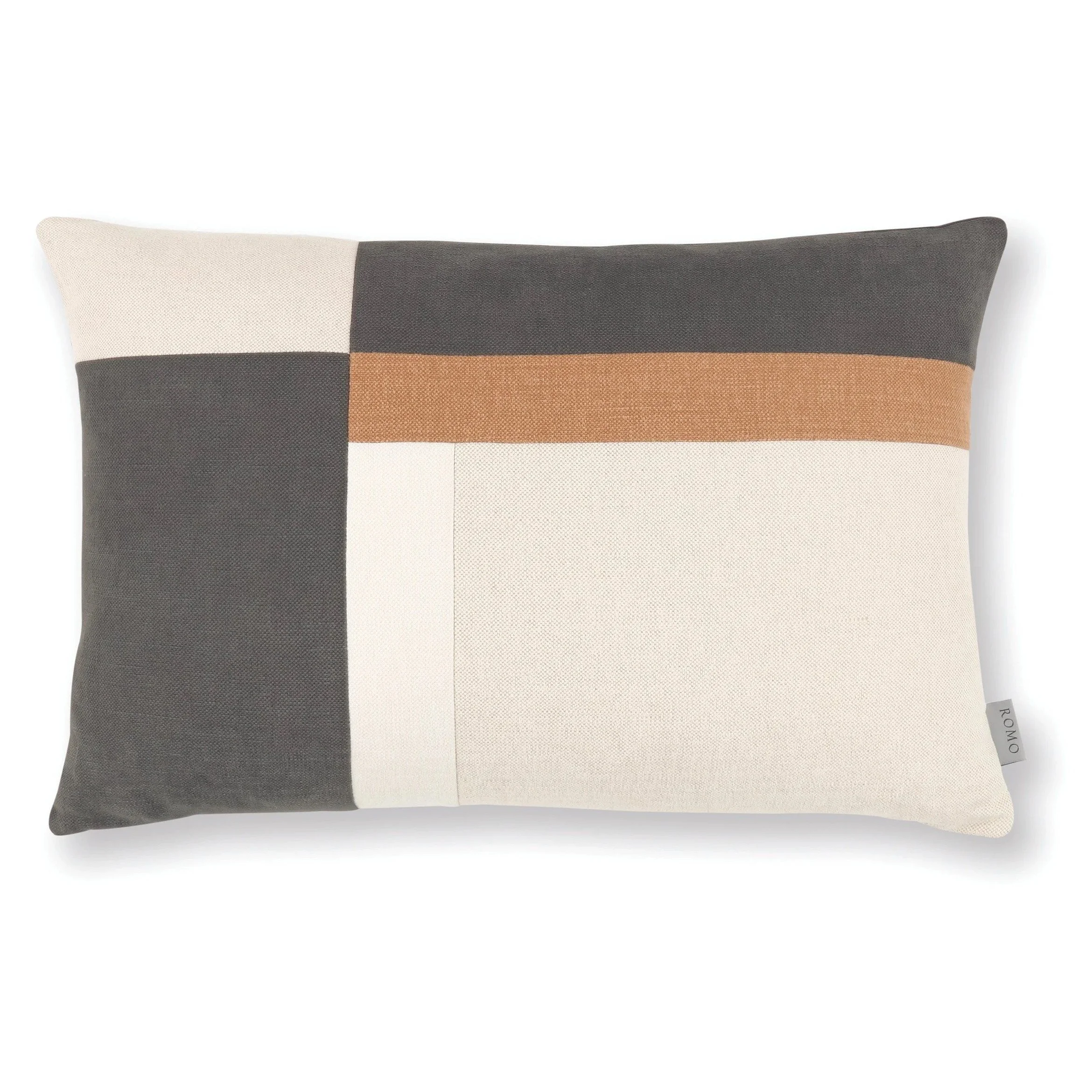 Linara Patchwork Rectangular Cushion – Charcoal