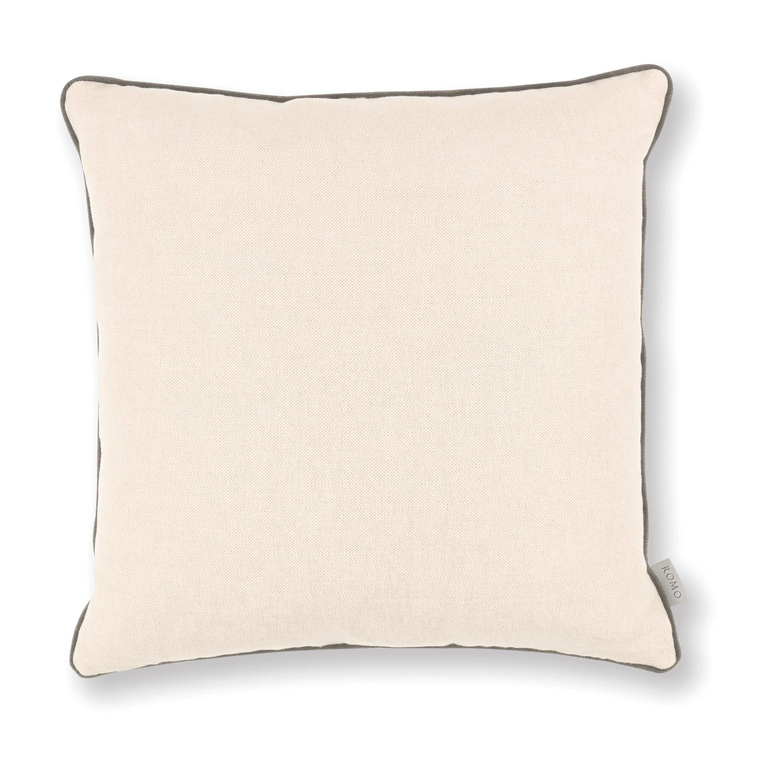 Romo Linara square cushion in Porridge, front