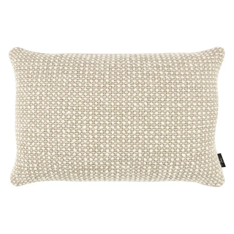 Etitto textured weave cushion by Black Edition in Pampas, cream and oatmeal knots