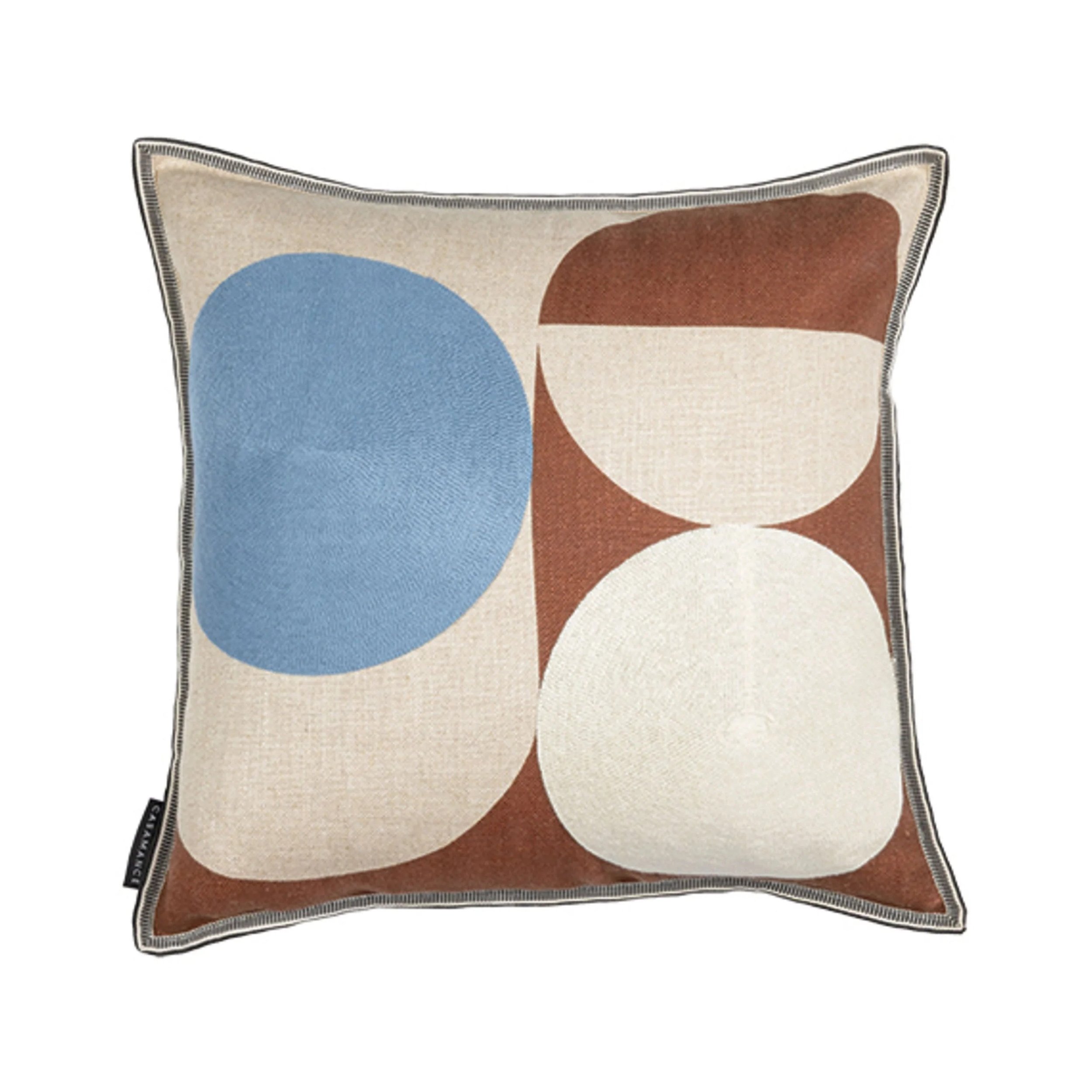 Ellipse Square Cushion – Cuivre Bleu Ivoire