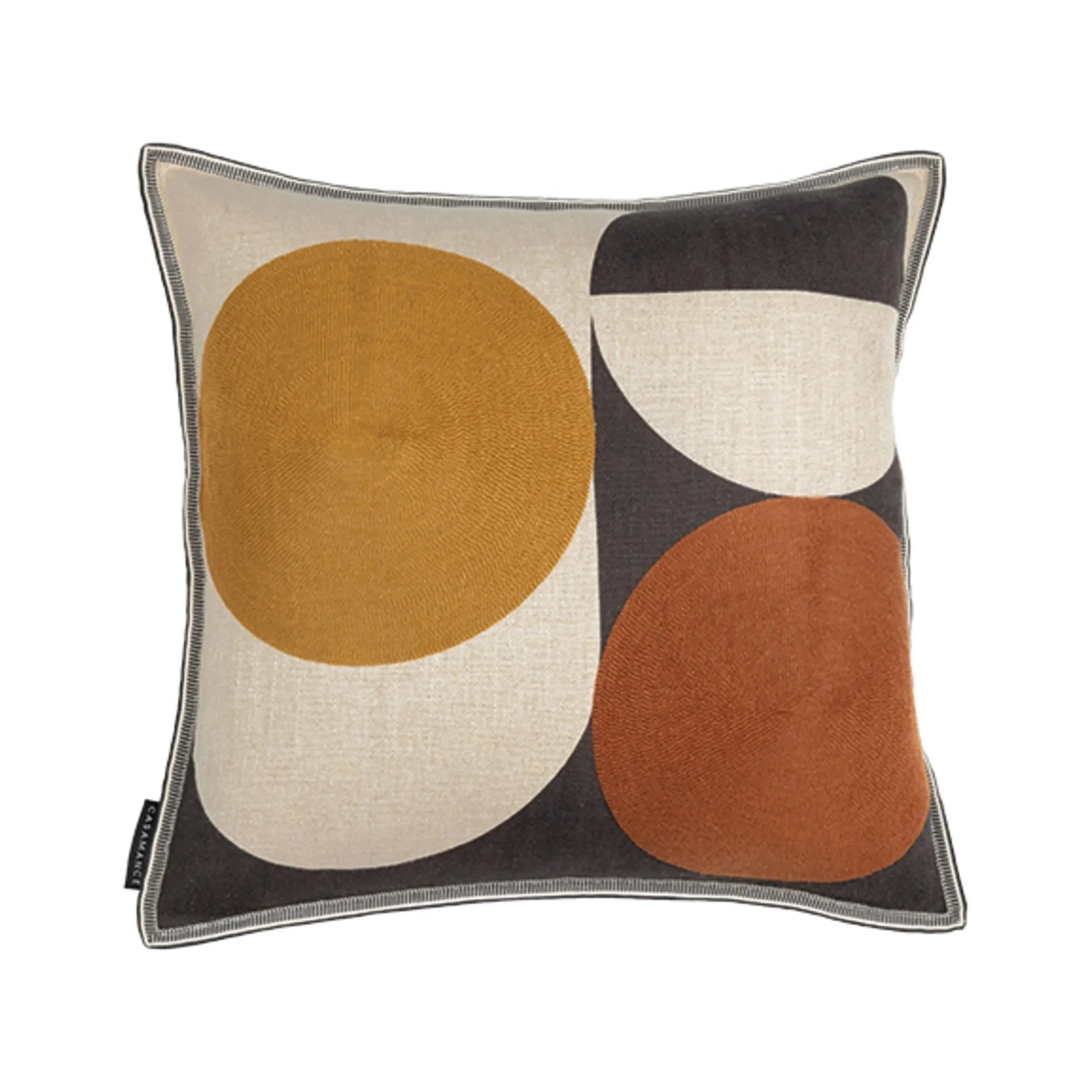 Ellipse Square Cushion – Noir Ocre Cuivre
