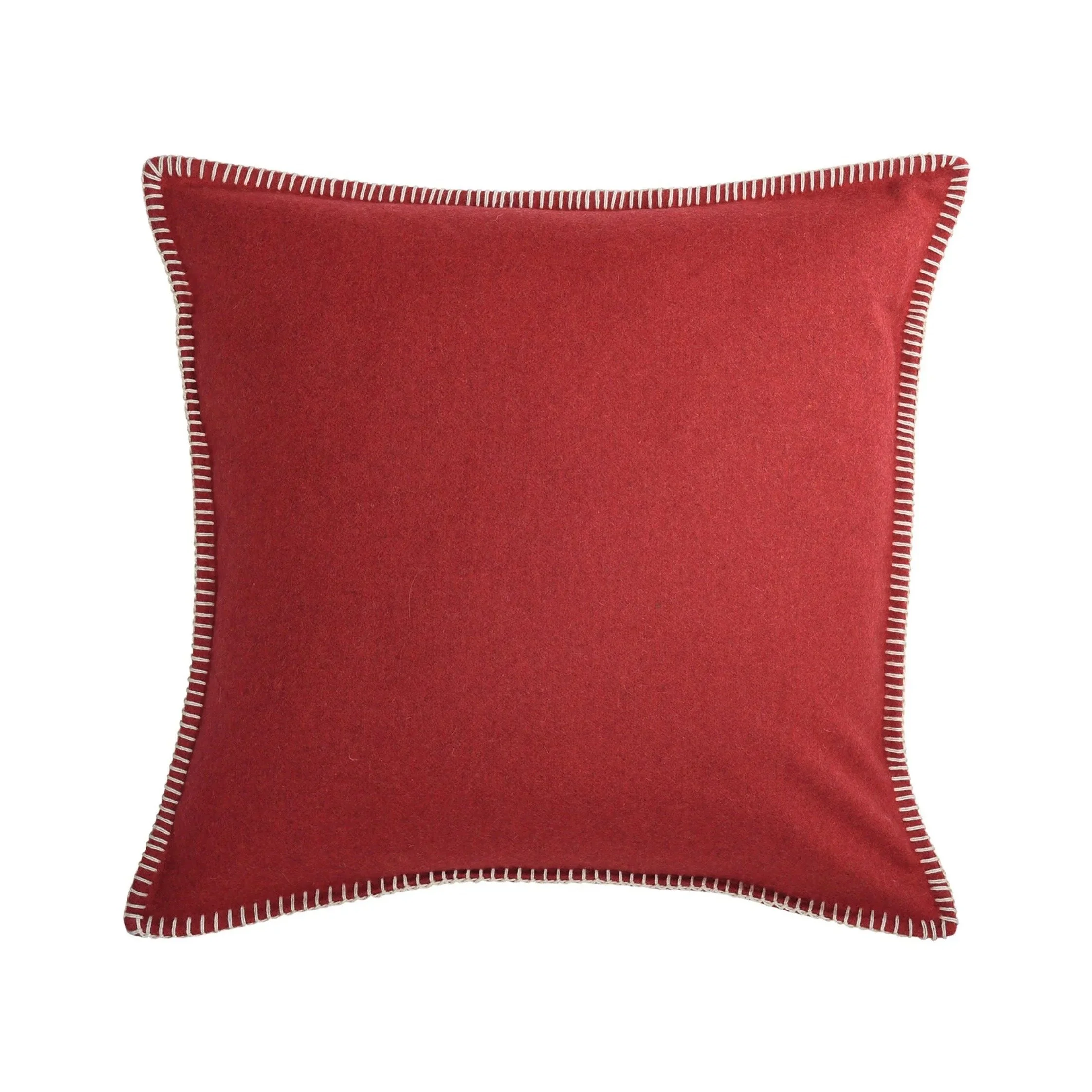 Maison Casamance Arthur's Seat Red wool cushion, 45 × 45 cm, with contrast blanket stitch edge, front view