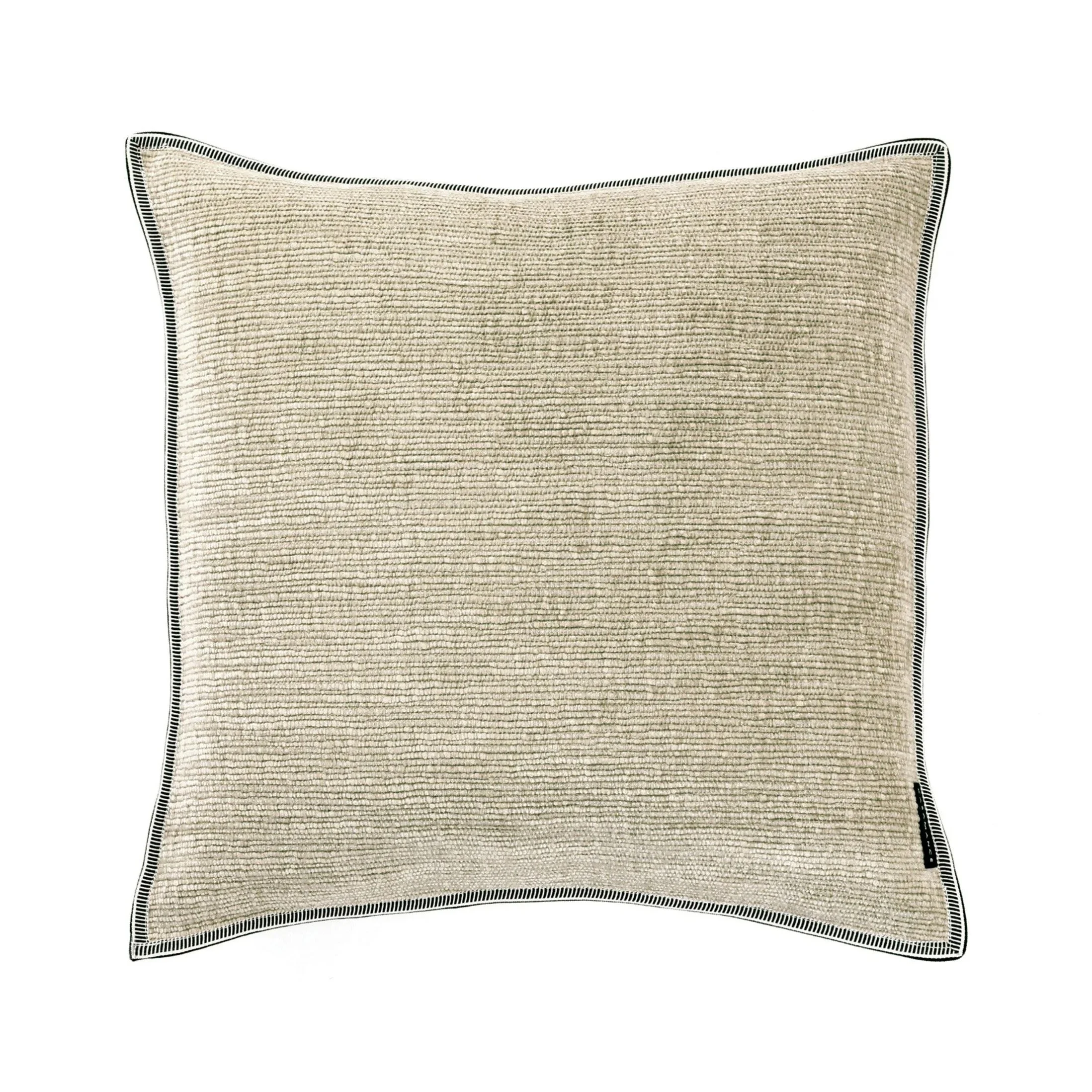 Maison Casamance Cabourg Sable cushion, 45 × 45 cm square, ribbed texture with braid edge, front view