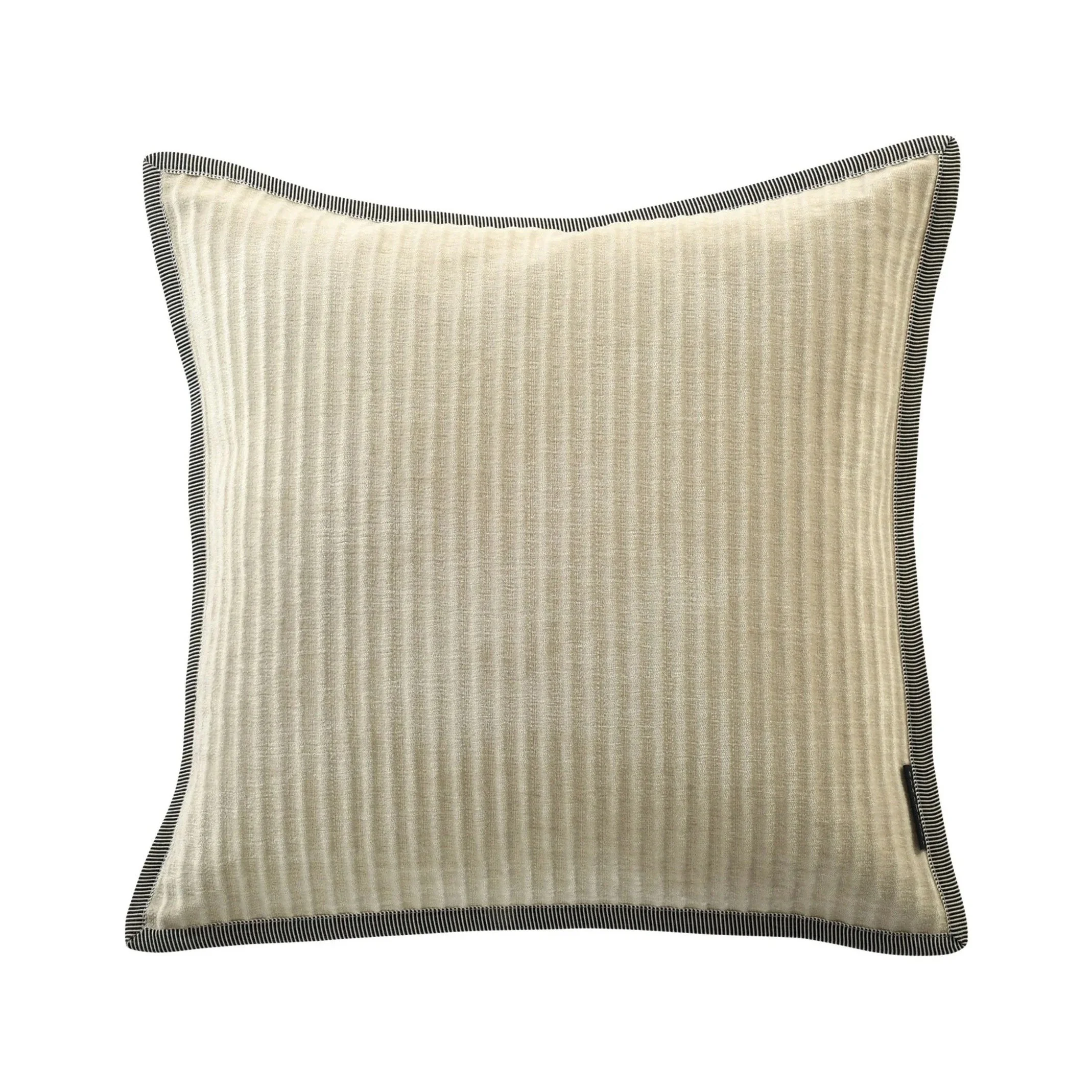 Maison Casamance Opulence ribbed velvet cushion in Lin, 45 × 45 cm square, front view with braided edge