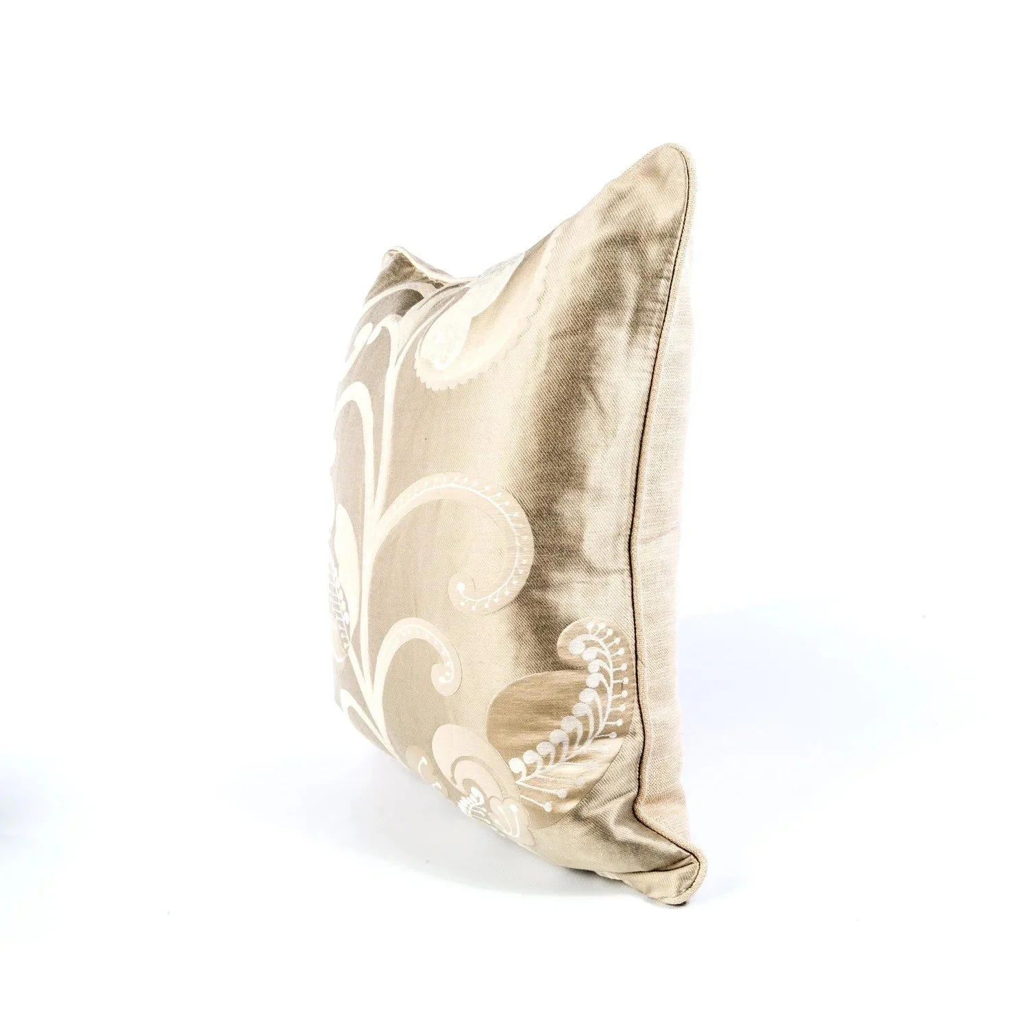 Sea Thistle cream porcelain cushion, side view
