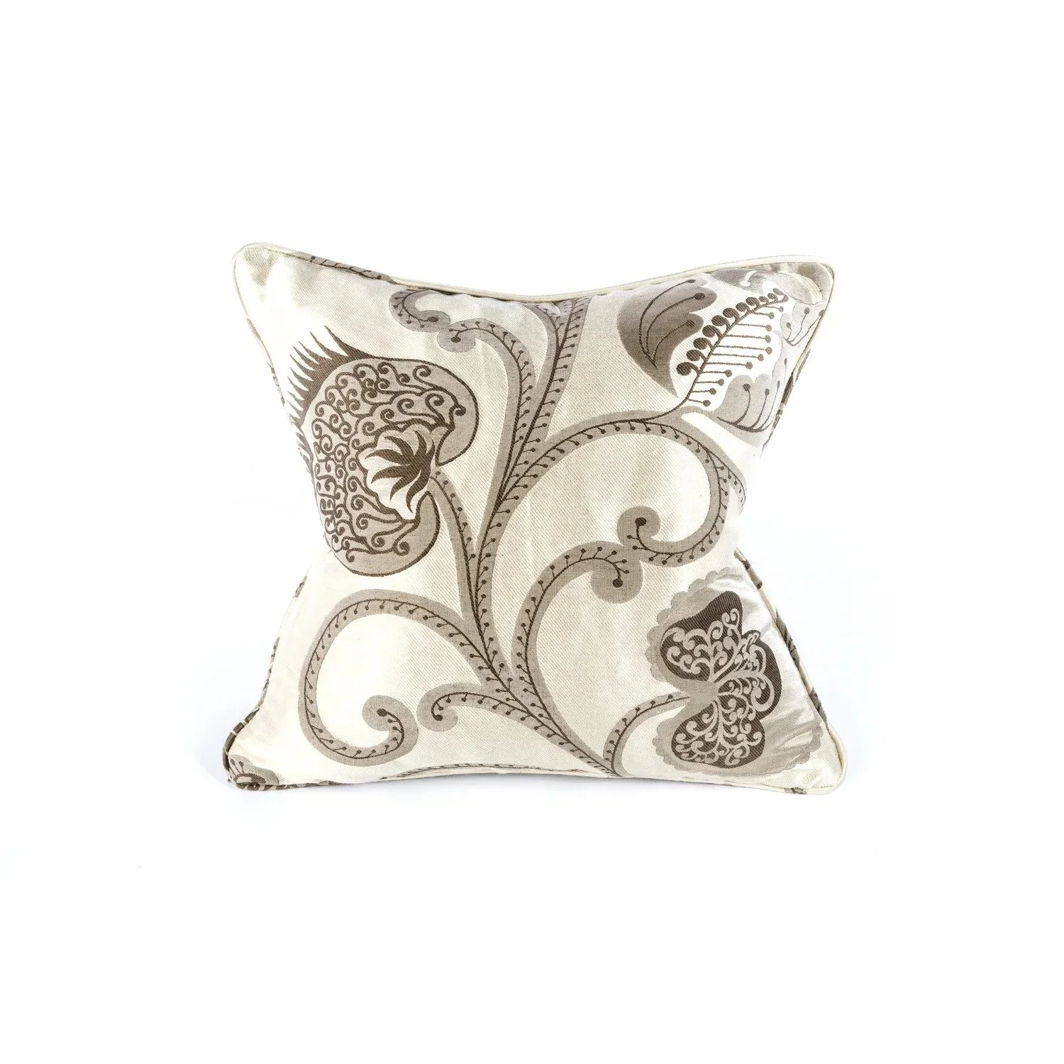 Neisha Crosland Sea Thistle woven silk cushion in silver grey