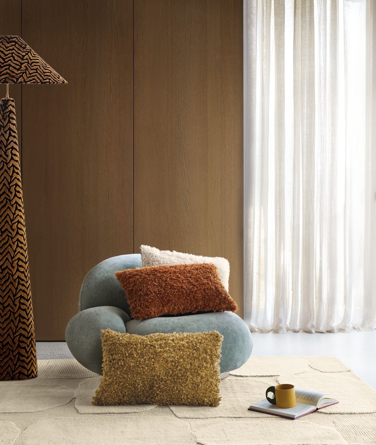 Maison Casamance Sami Ecru cushion in a room setting