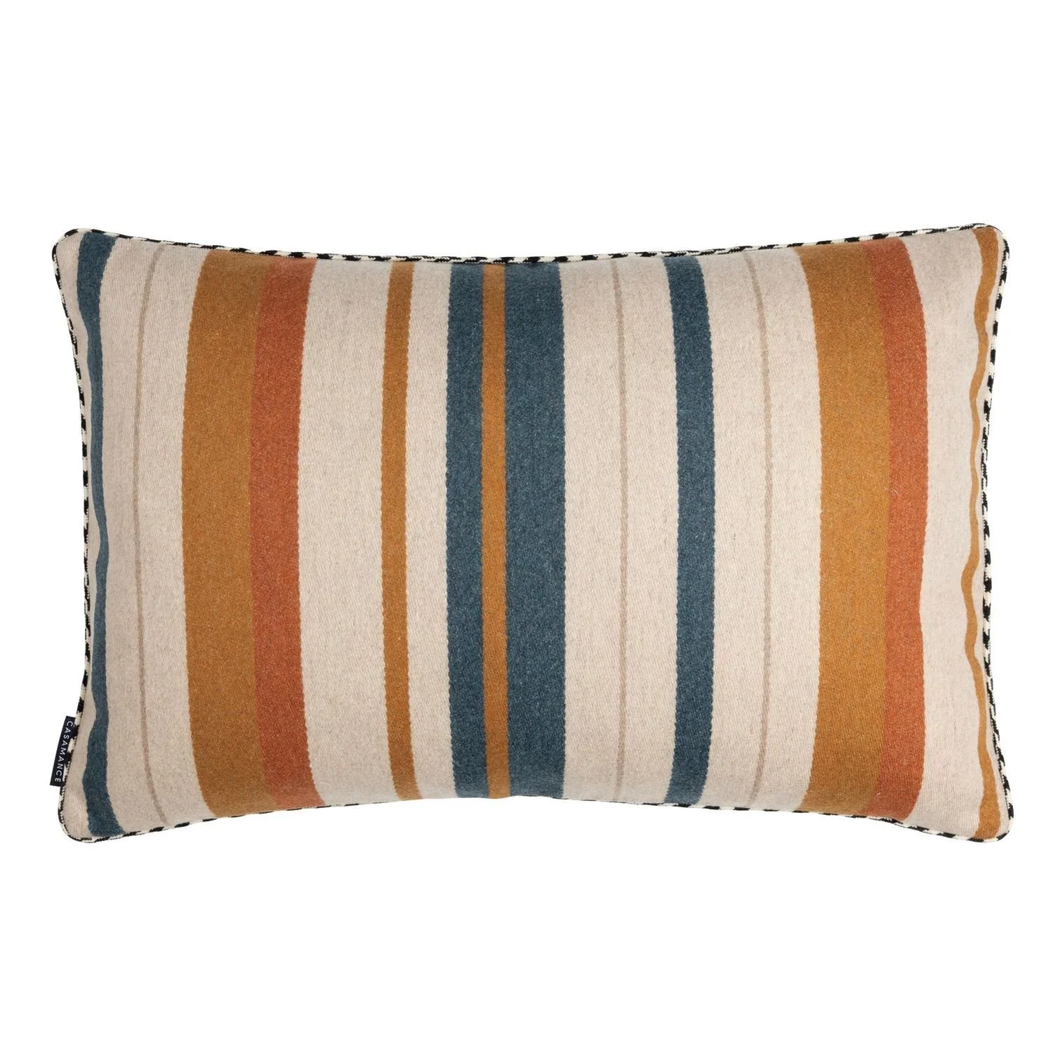 Maison Casamance Elgin Orange Bleu cushion, 40 × 60 cm, front view