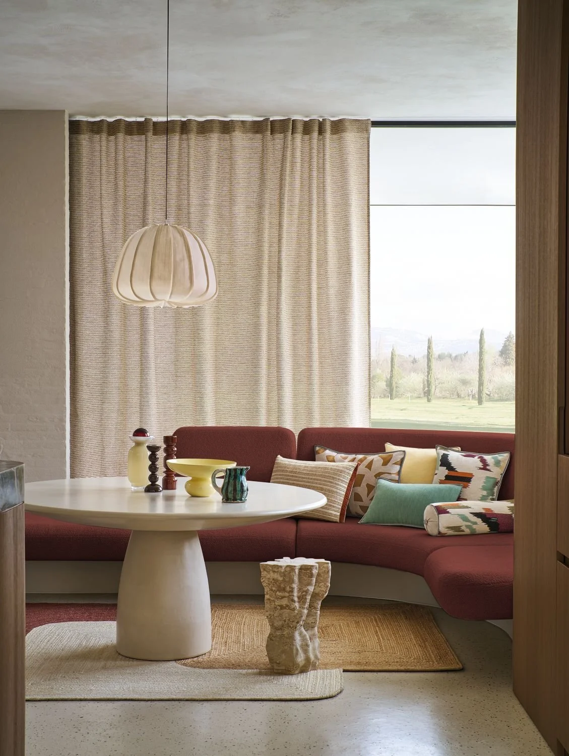 Maison Casamance Benang Square Bleu cushion in a room setting