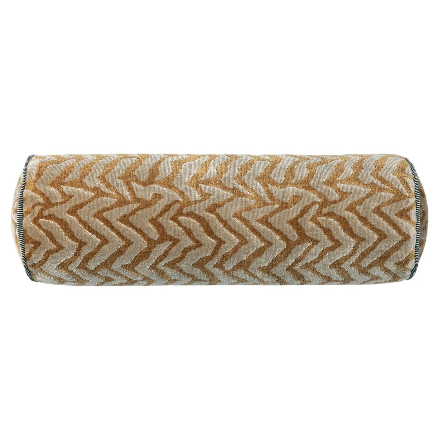 Maison Casamance Silhouette Ocre Beige bolster cushion, 50 × 16 cm, front view