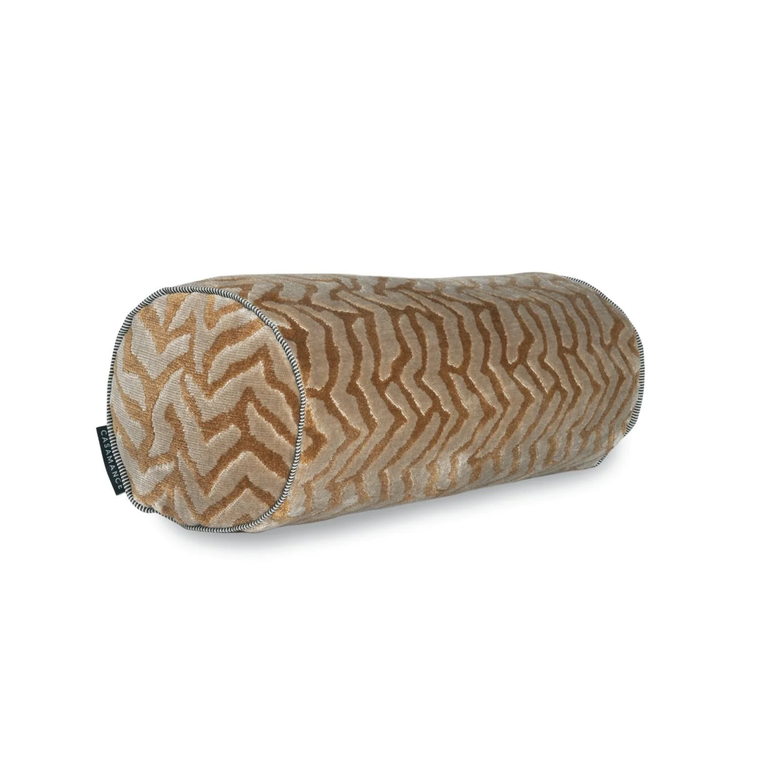 Maison Casamance Silhouette Ocre Beige bolster cushion, side view