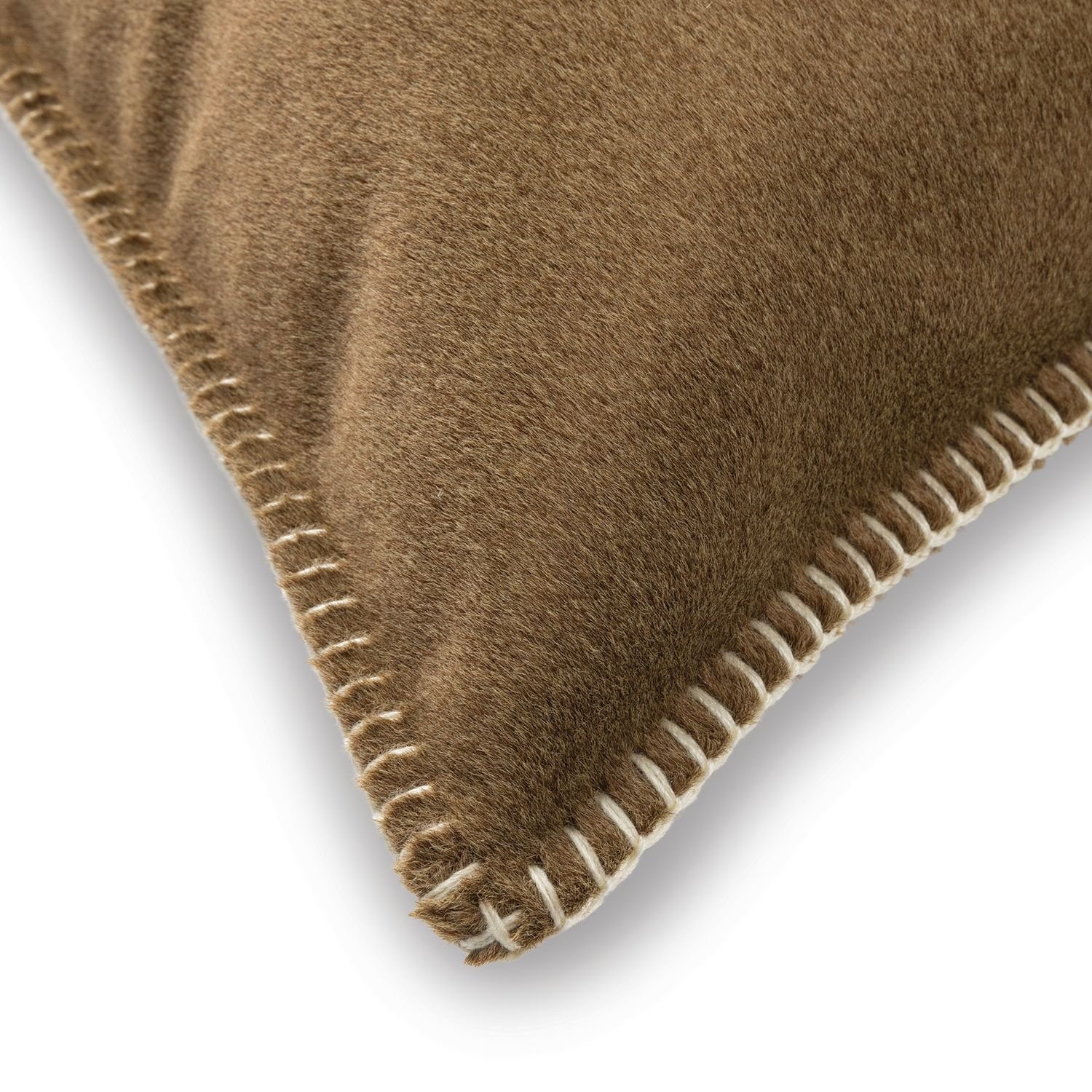 Maison Casamance Clyde Mordore cushion, close up of the edge and fabric