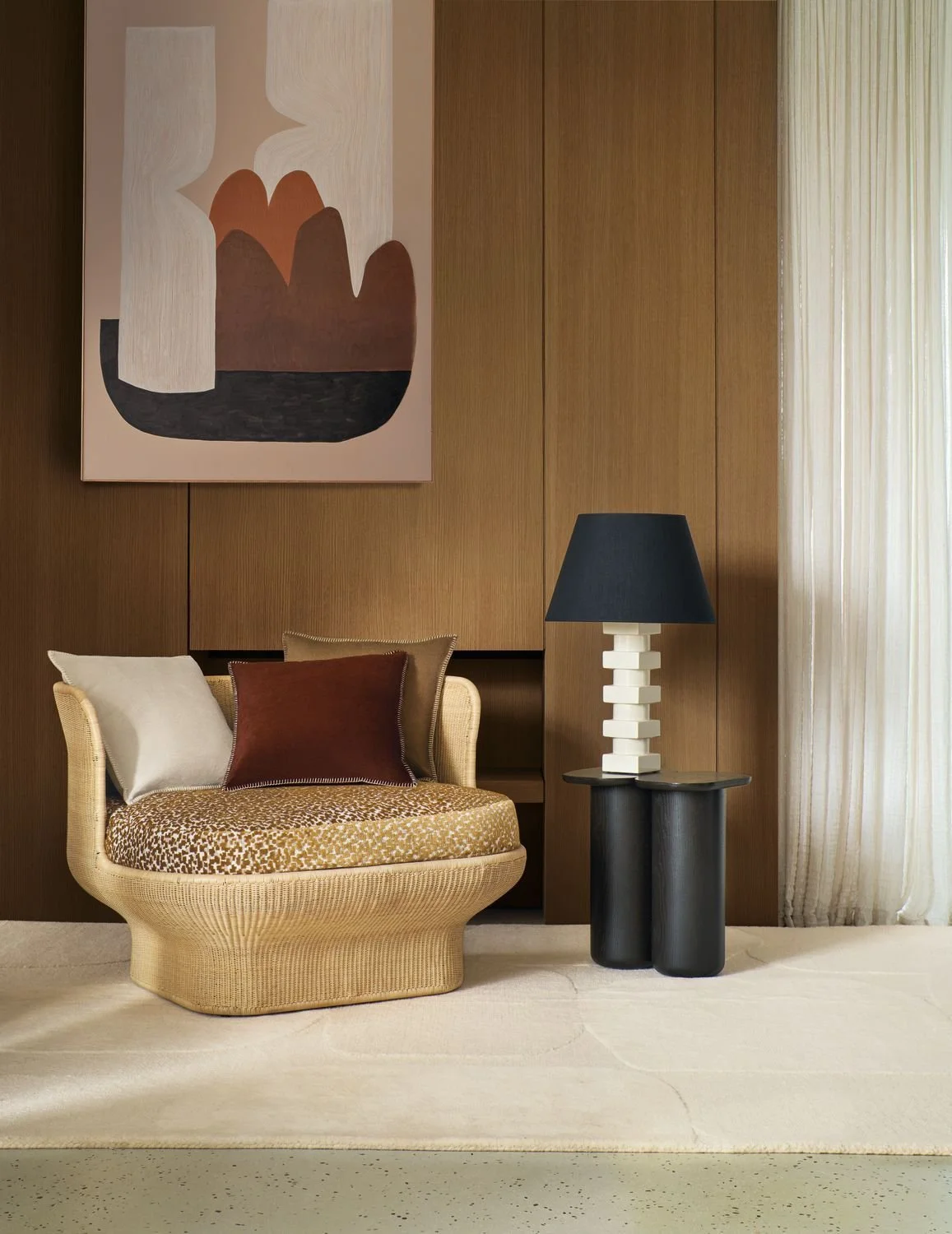 Maison Casamance Clyde Ecru cushion in a room setting